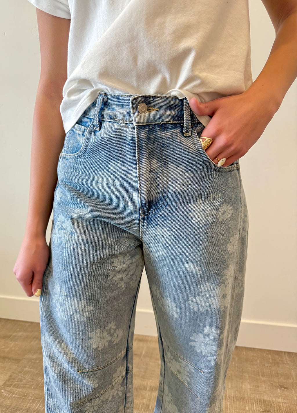 Lucia Floral Washed Denim