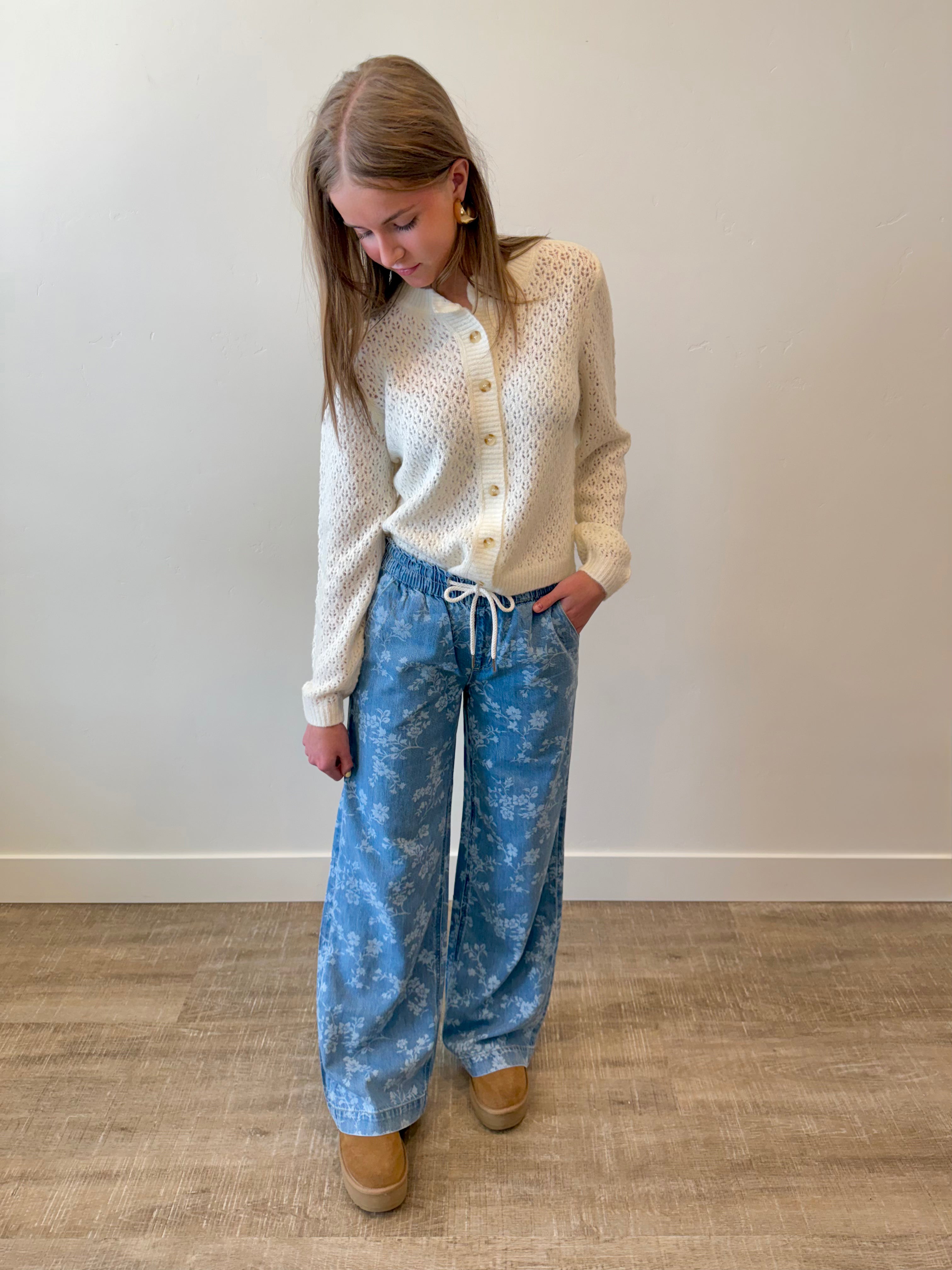 Easy Like Sunday Floral Print Denim