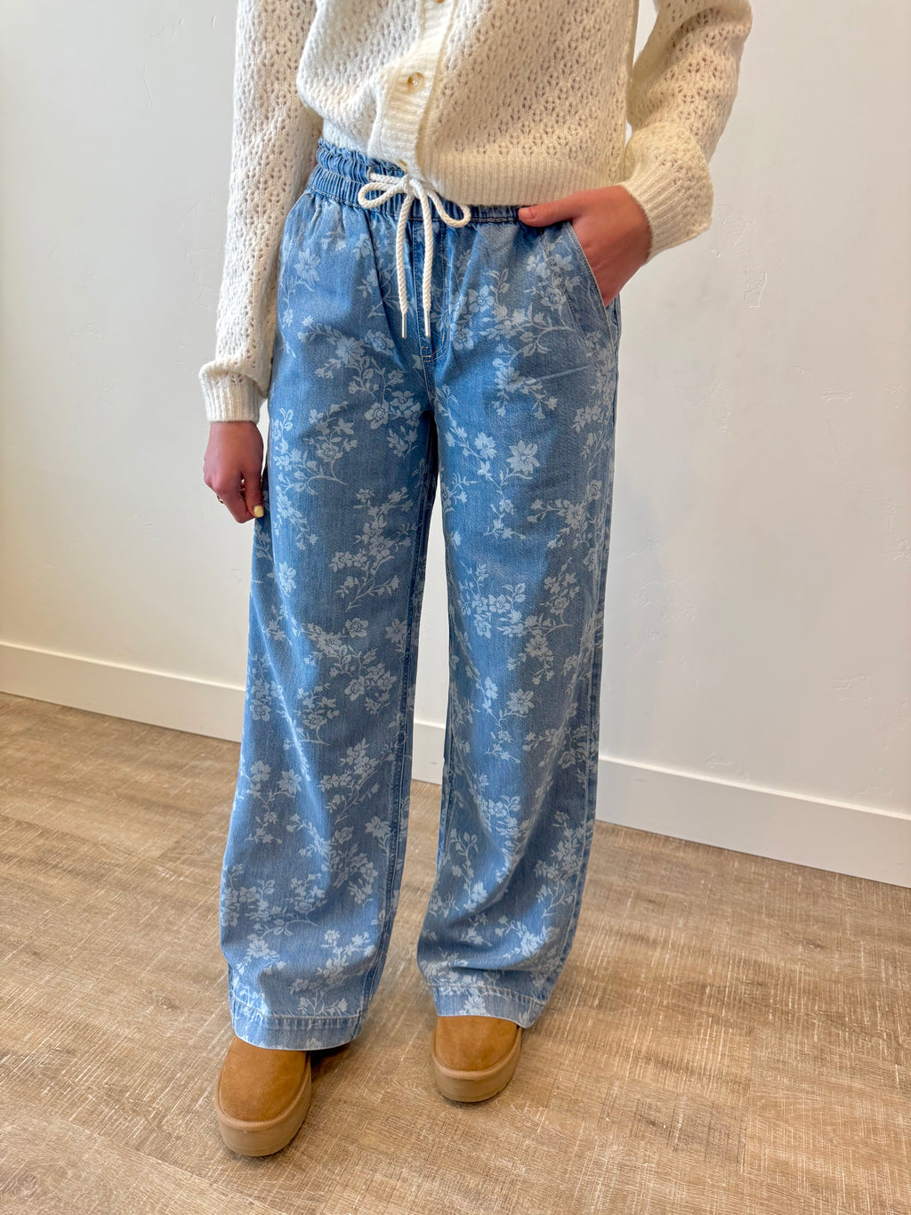 Easy Like Sunday Floral Print Denim