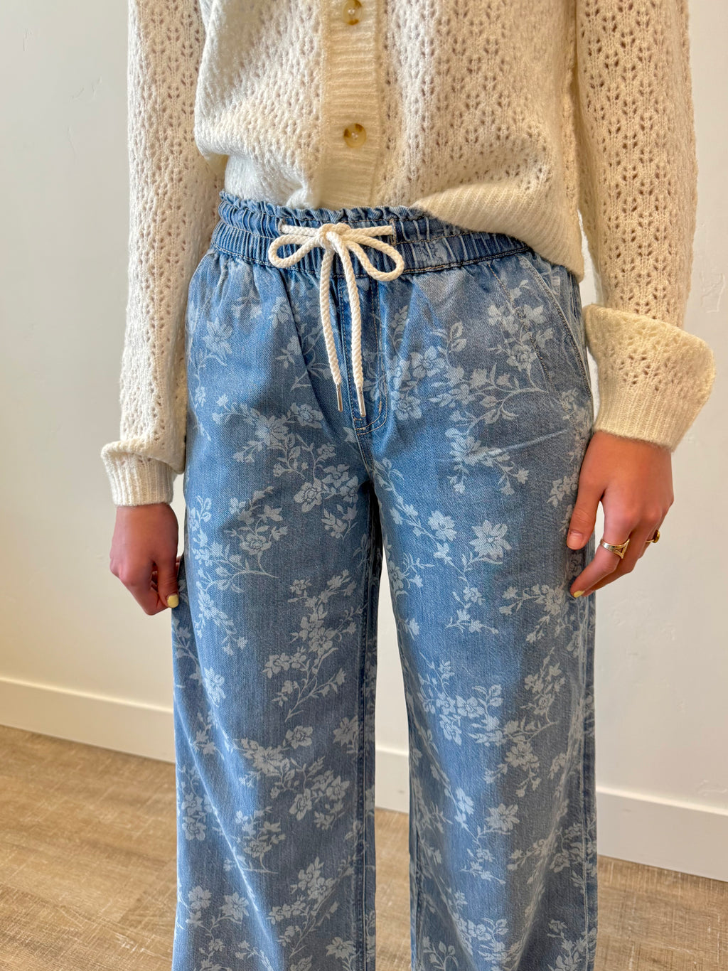 Easy Like Sunday Floral Print Denim
