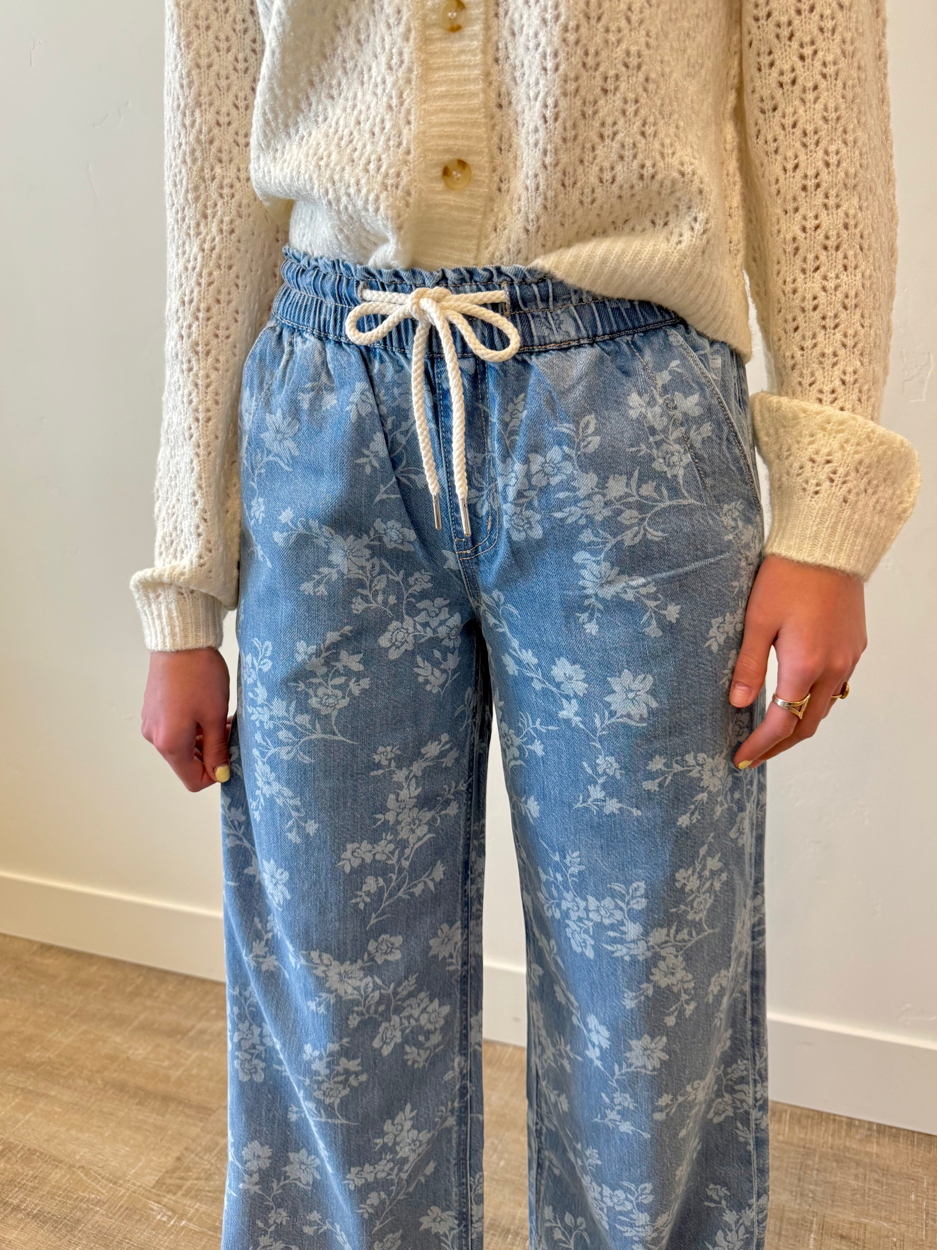 Easy Like Sunday Floral Print Denim