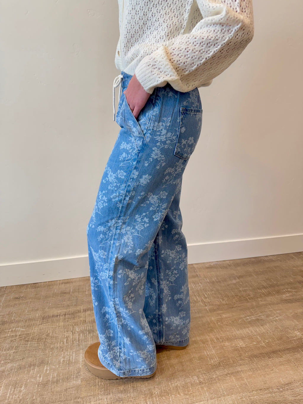 Easy Like Sunday Floral Print Denim