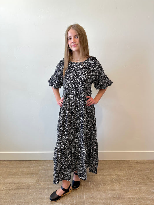 Avery Black Floral Dress