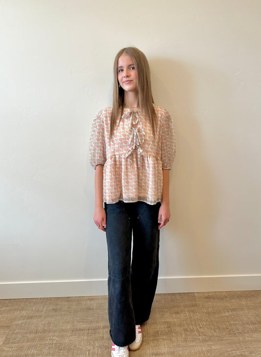 Fallen Front Tie Blouse