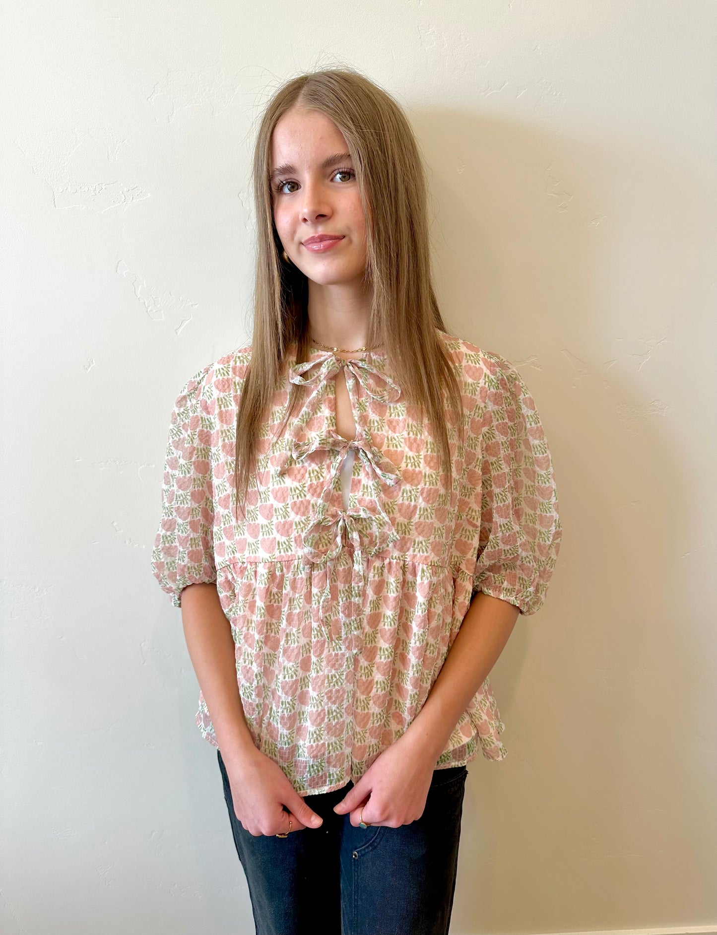 Fallen Front Tie Blouse