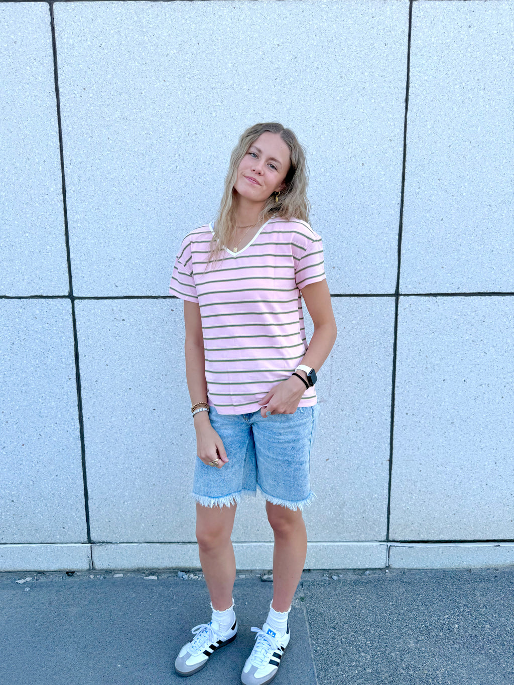 Claire Pink Striped Top