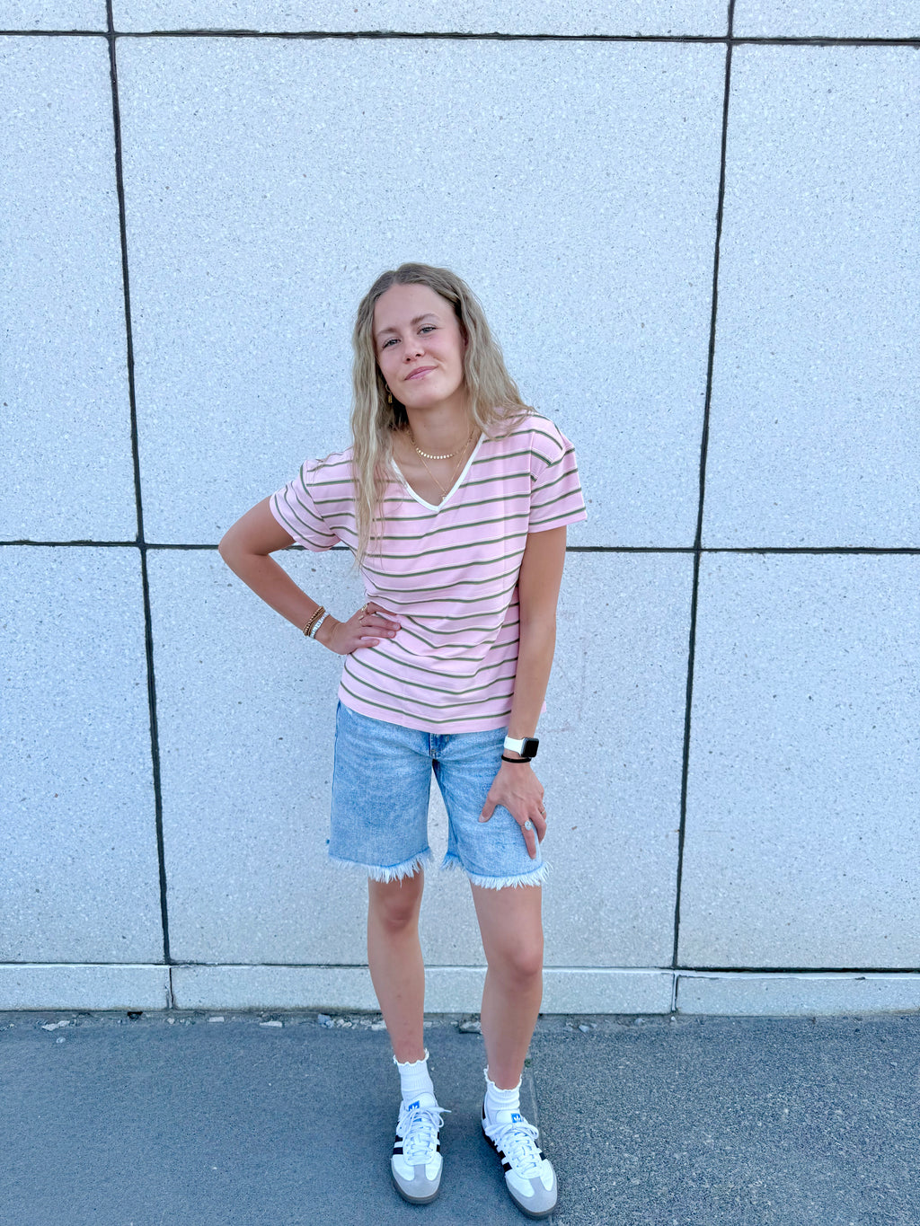 Claire Pink Striped Top