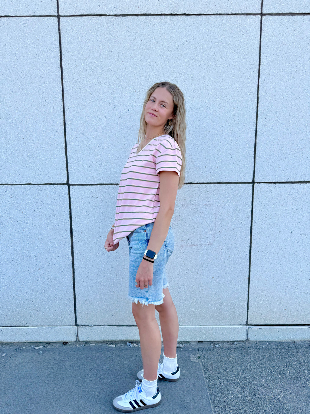 Claire Pink Striped Top