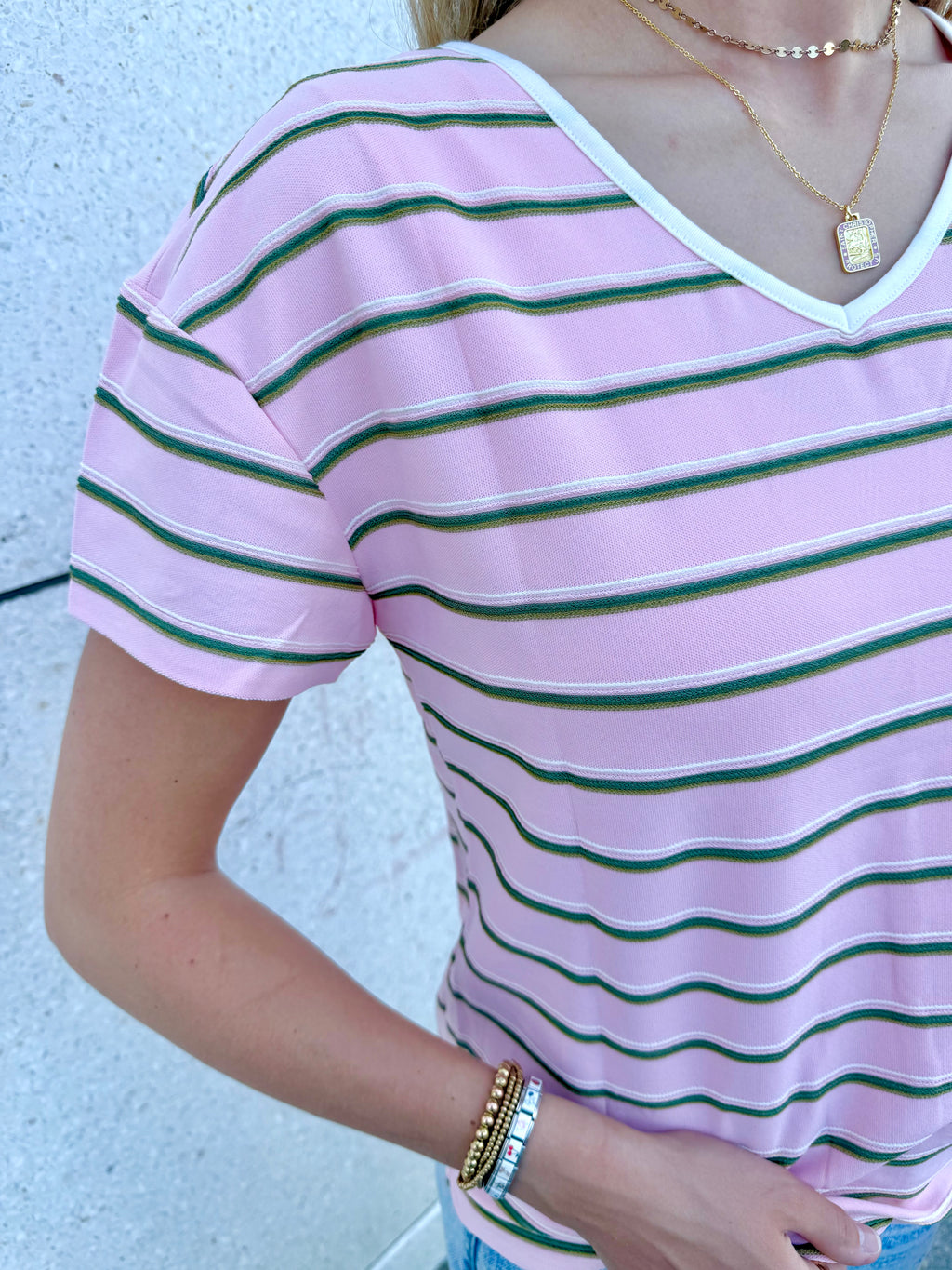 Claire Pink Striped Top
