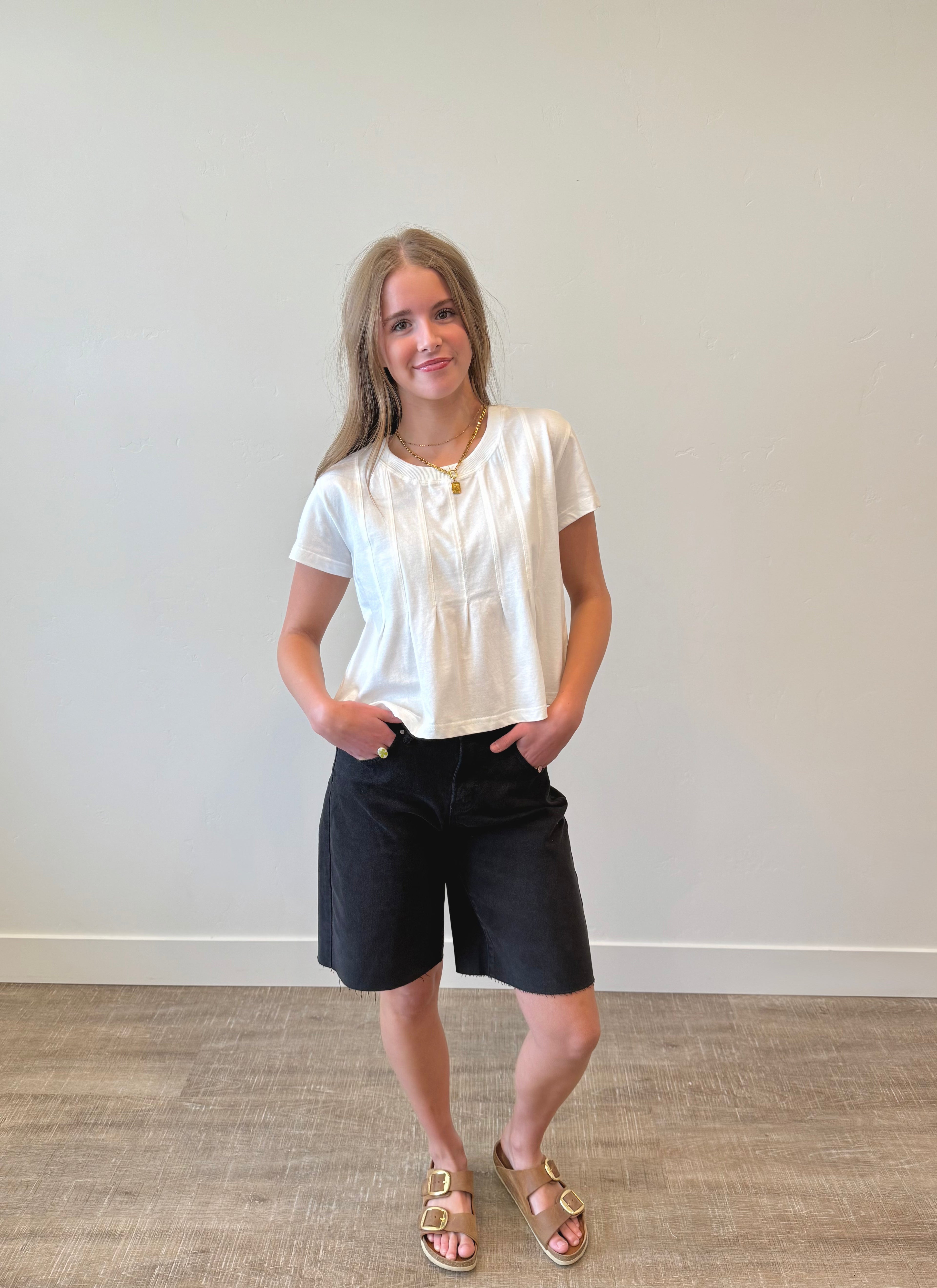 Laine Black Denim Shorts