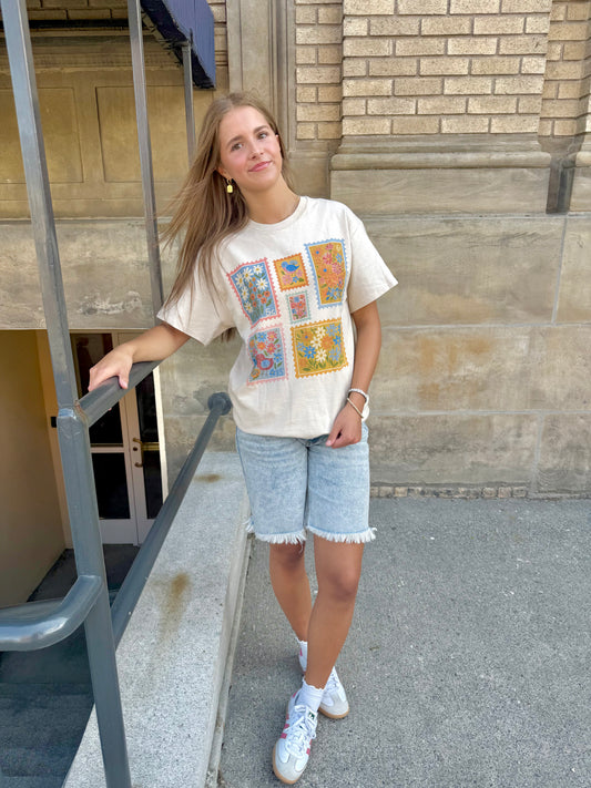 Flower Stamps Graphic Tee