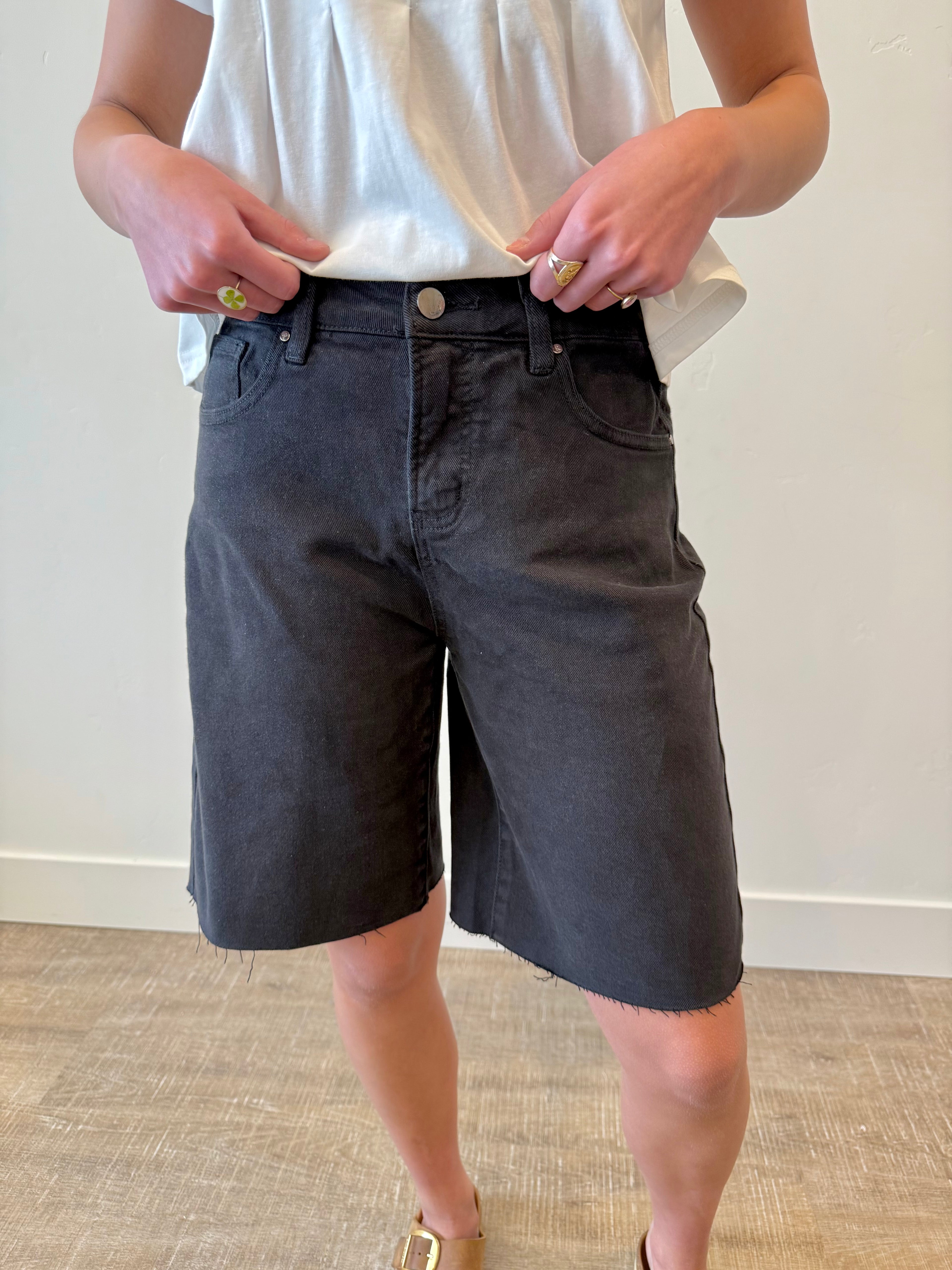 Laine Black Denim Shorts