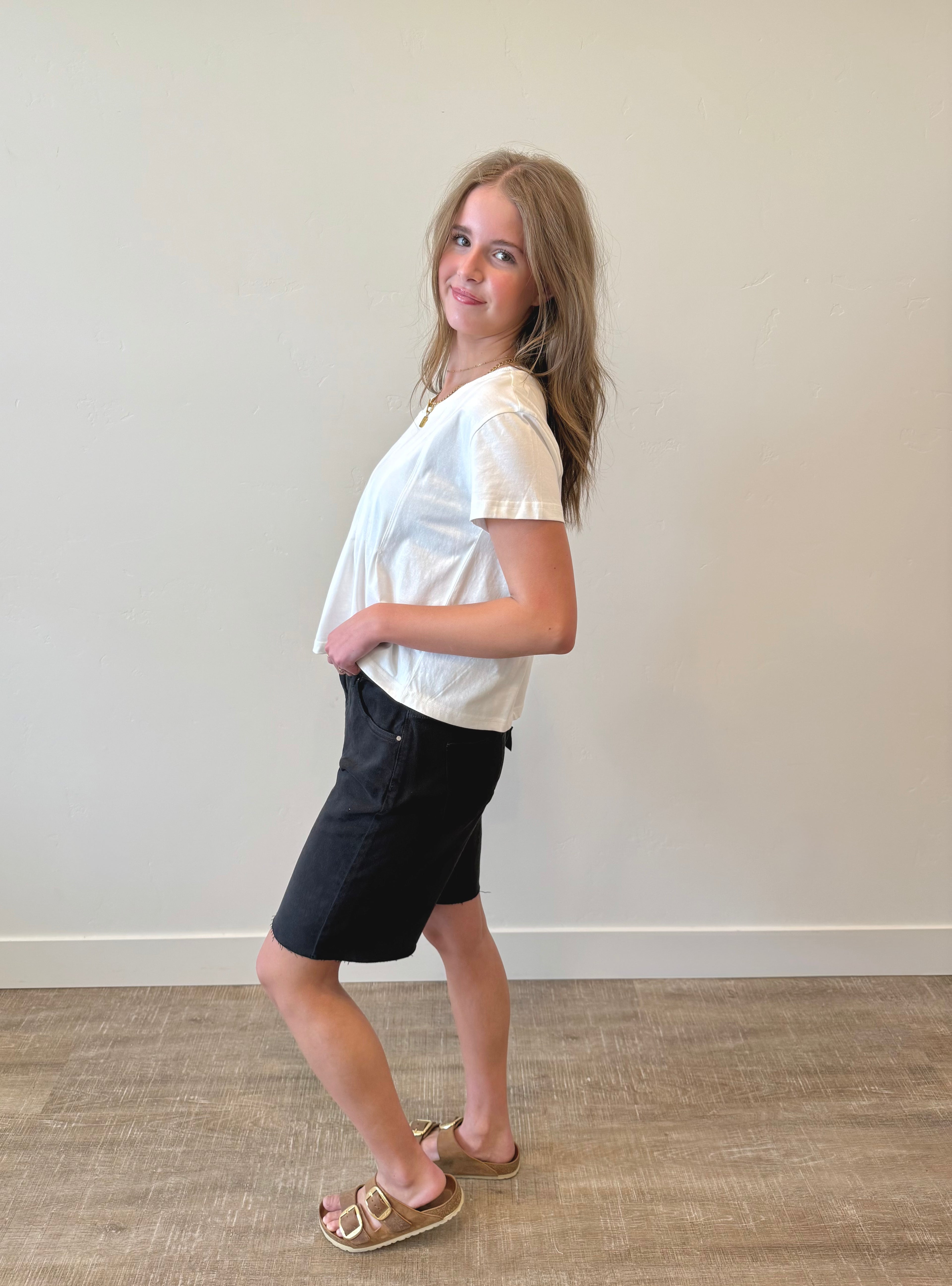 Laine Black Denim Shorts