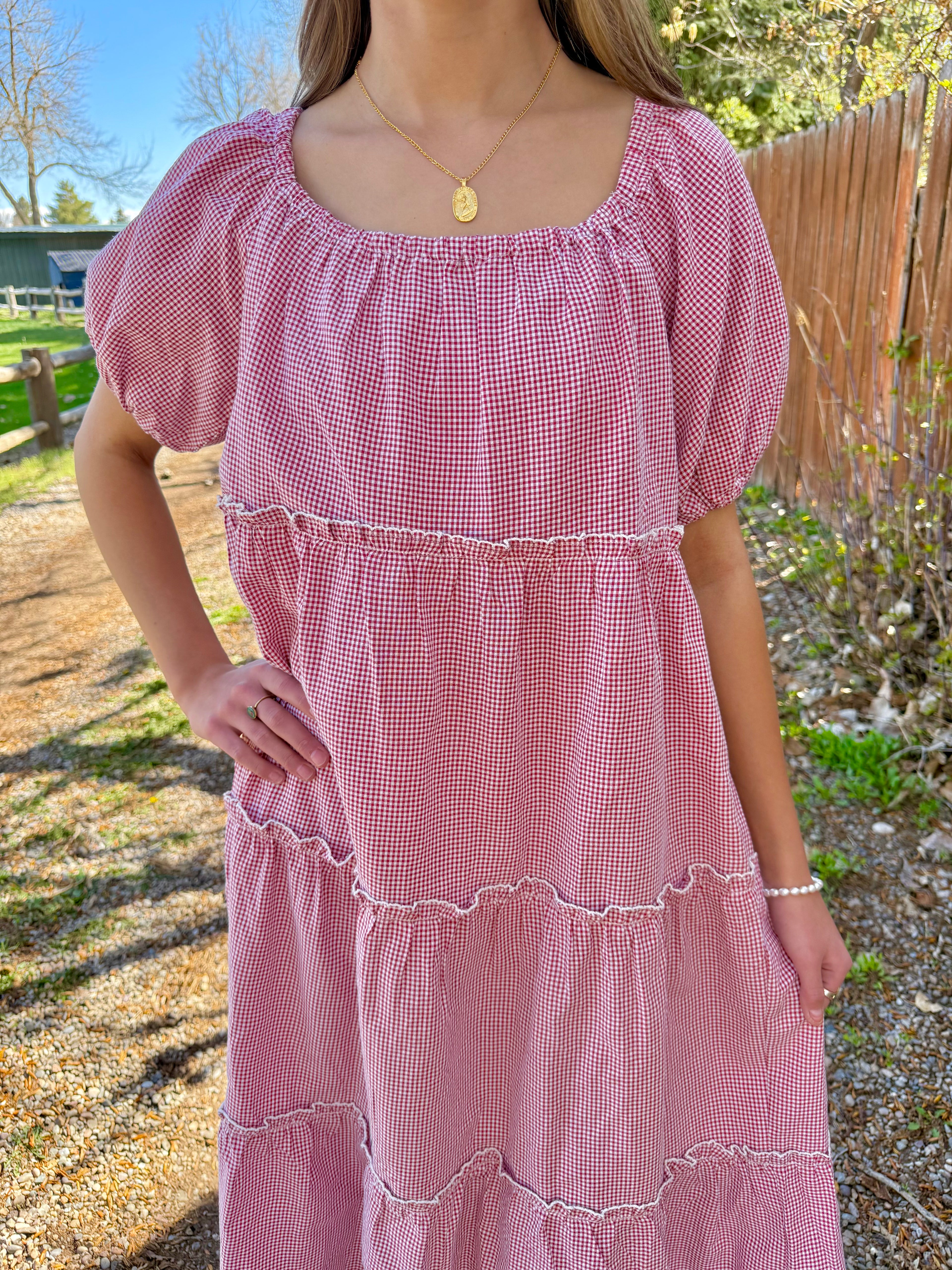 Laynee Gingham Tiered Dress