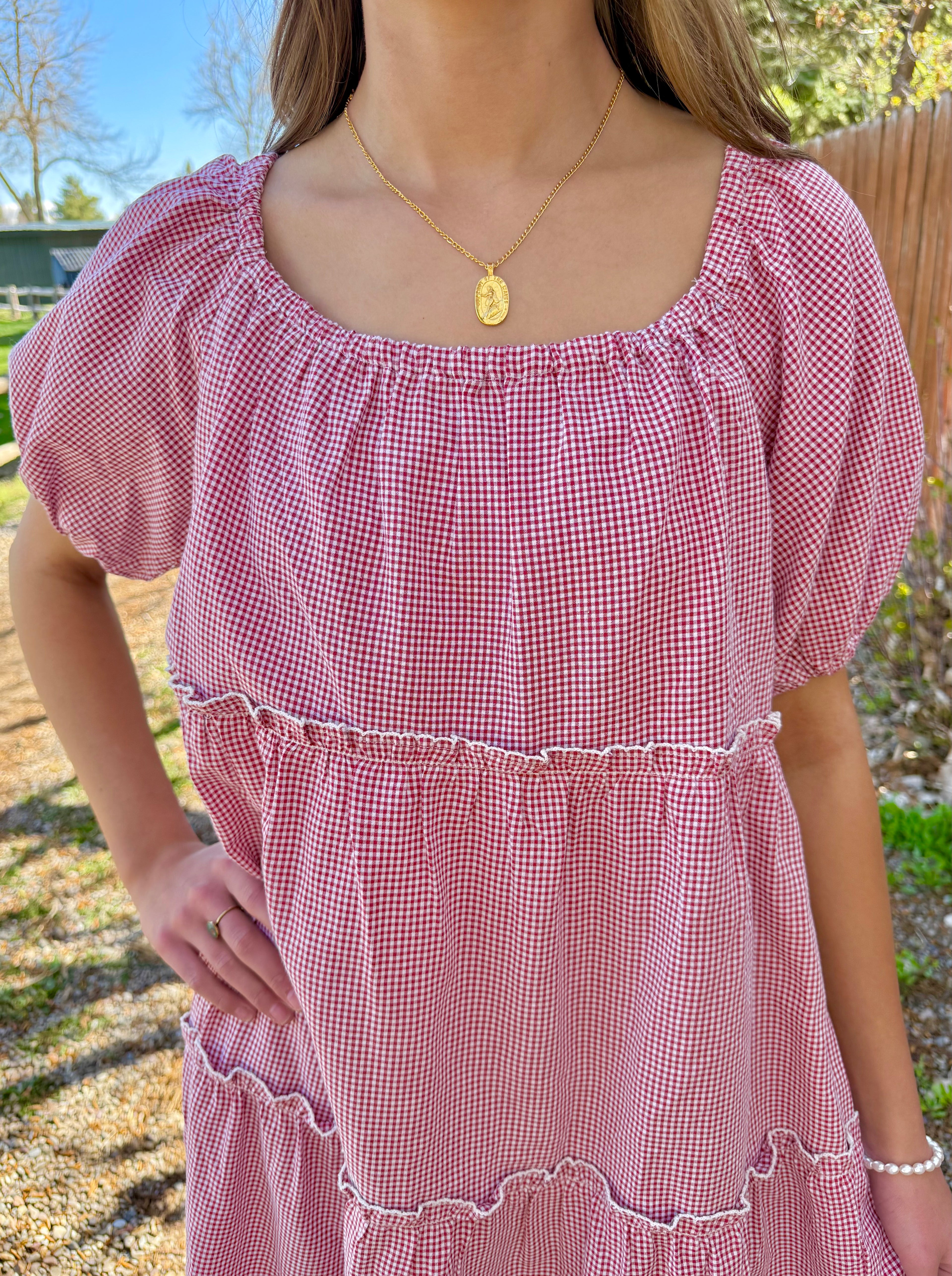Laynee Gingham Tiered Dress