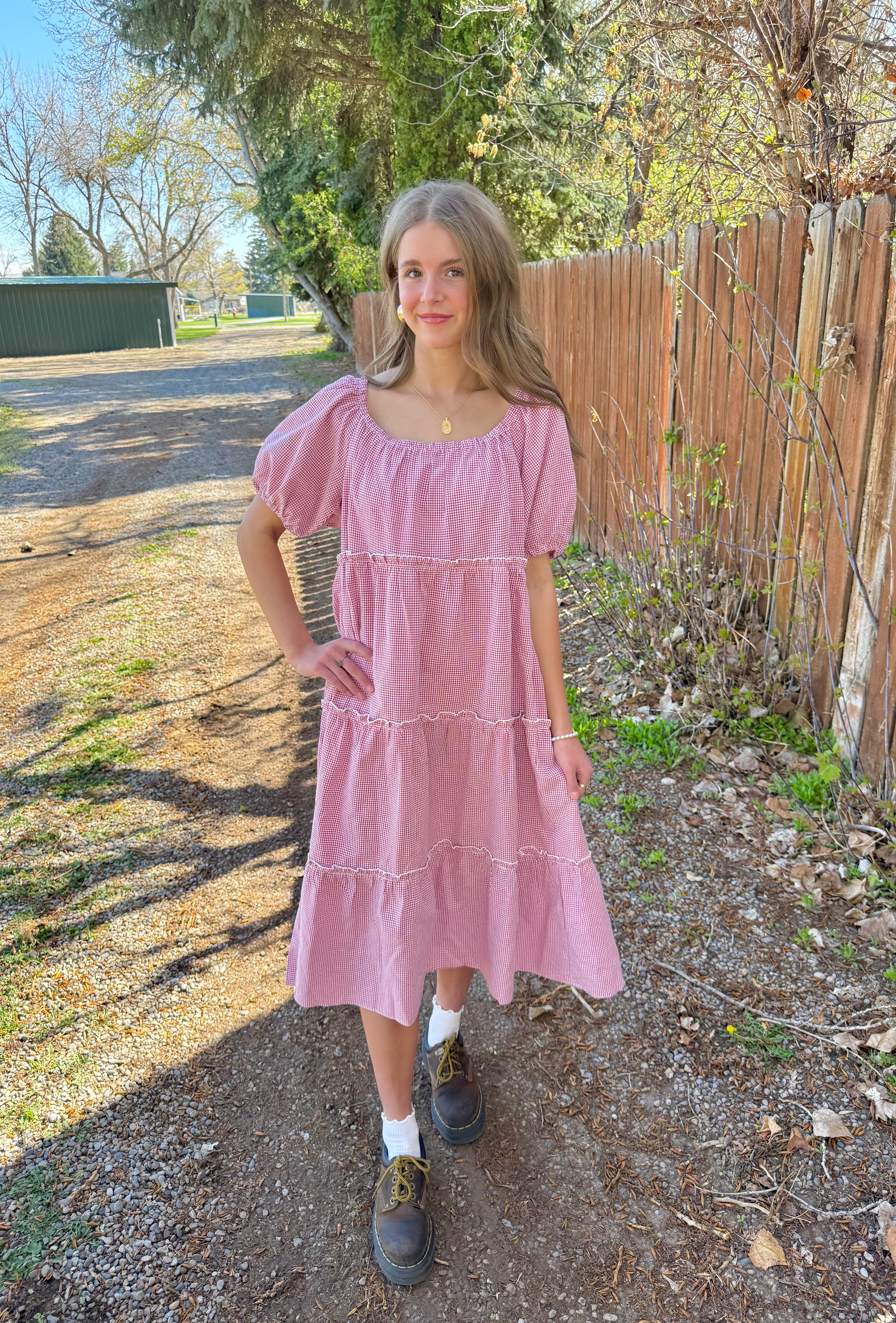 Laynee Gingham Tiered Dress