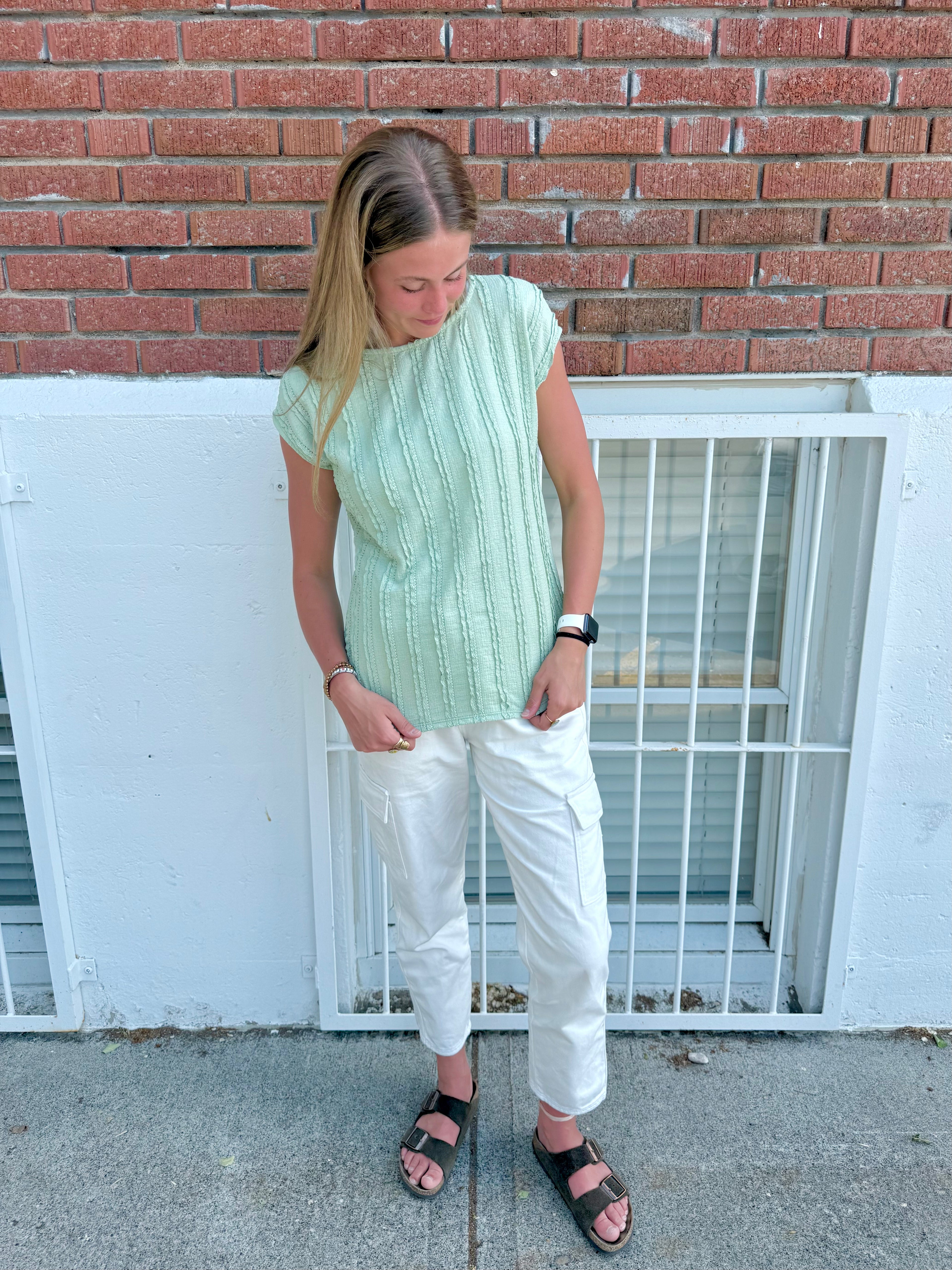 Henley Sage Green Top