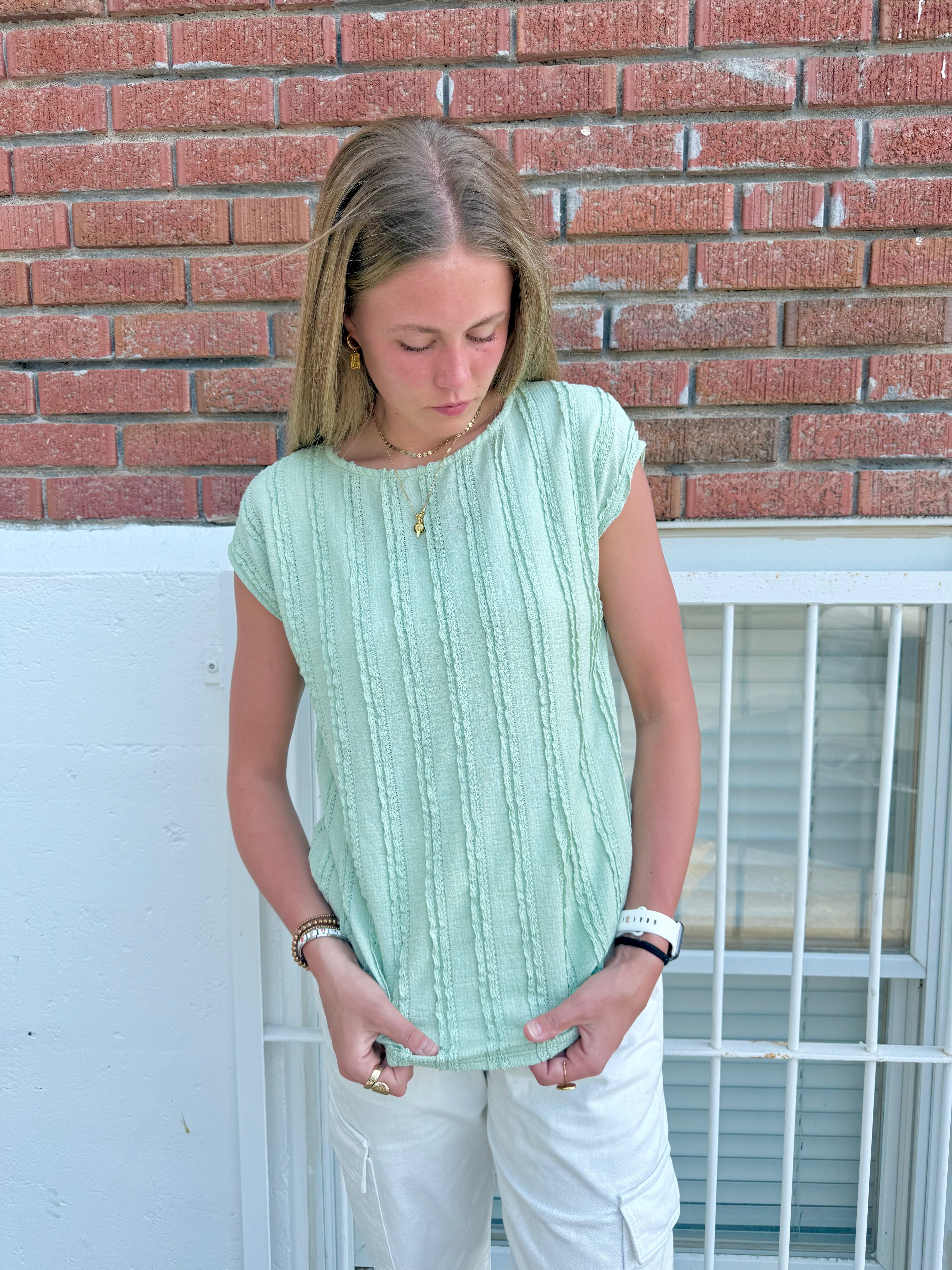 Henley Sage Green Top