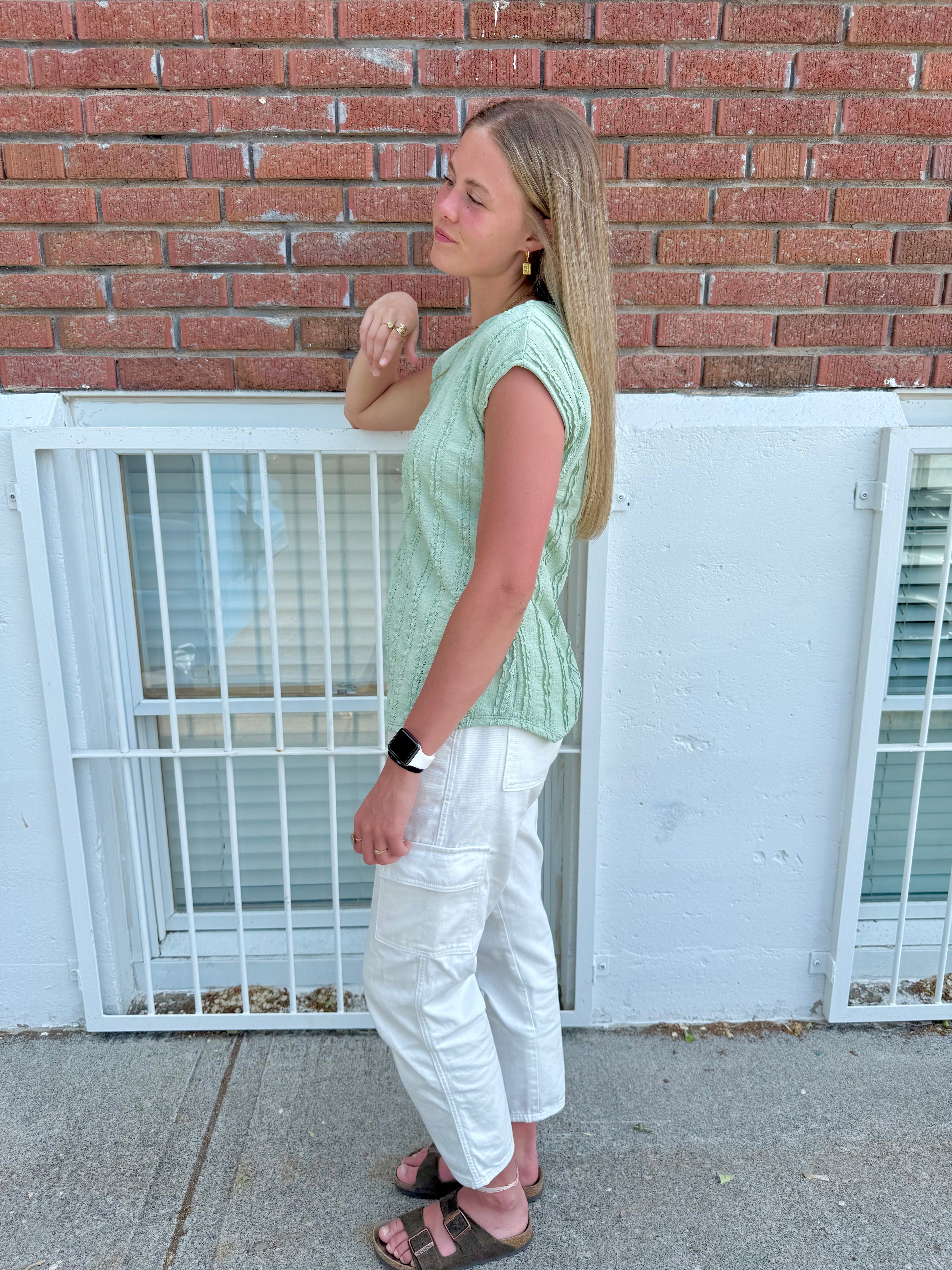 Henley Sage Green Top