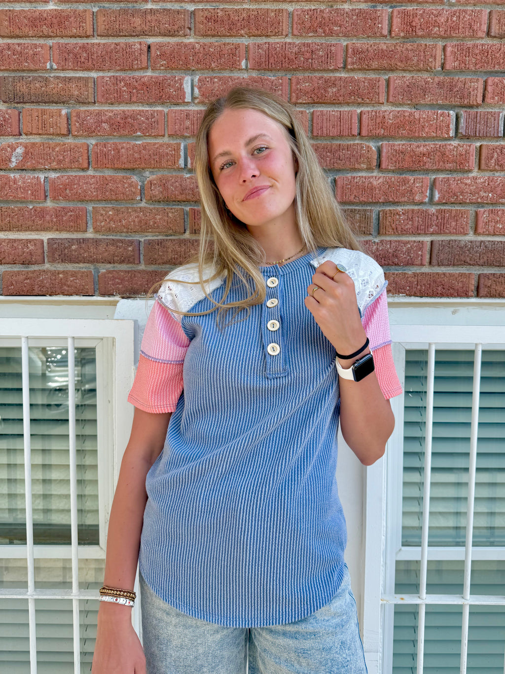 Pixel Play Color-block Top