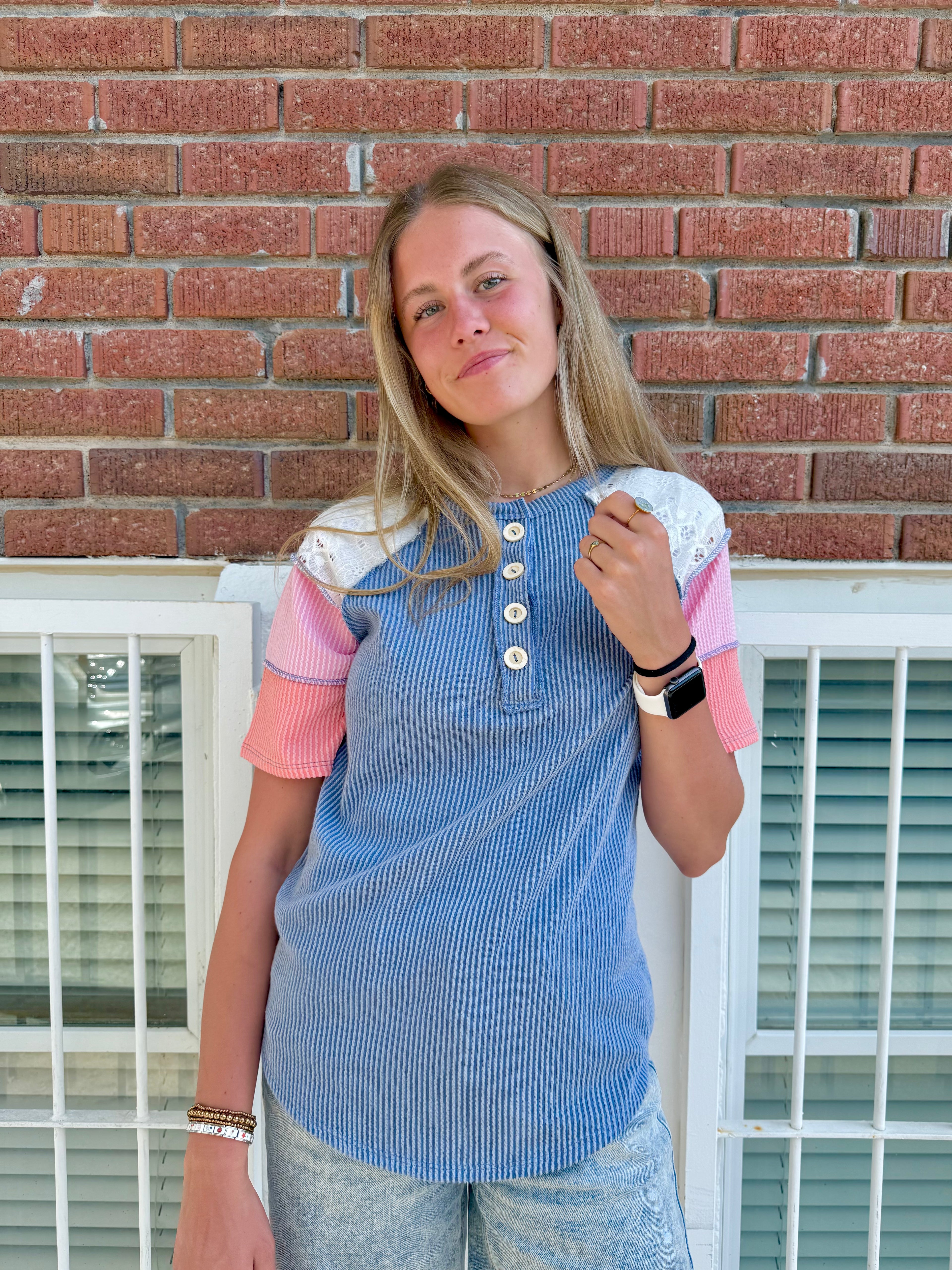 Pixel Play Color-block Top