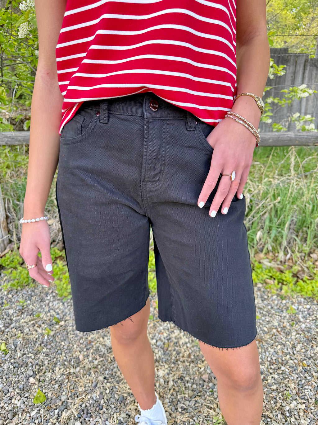 Laine Black Denim Shorts