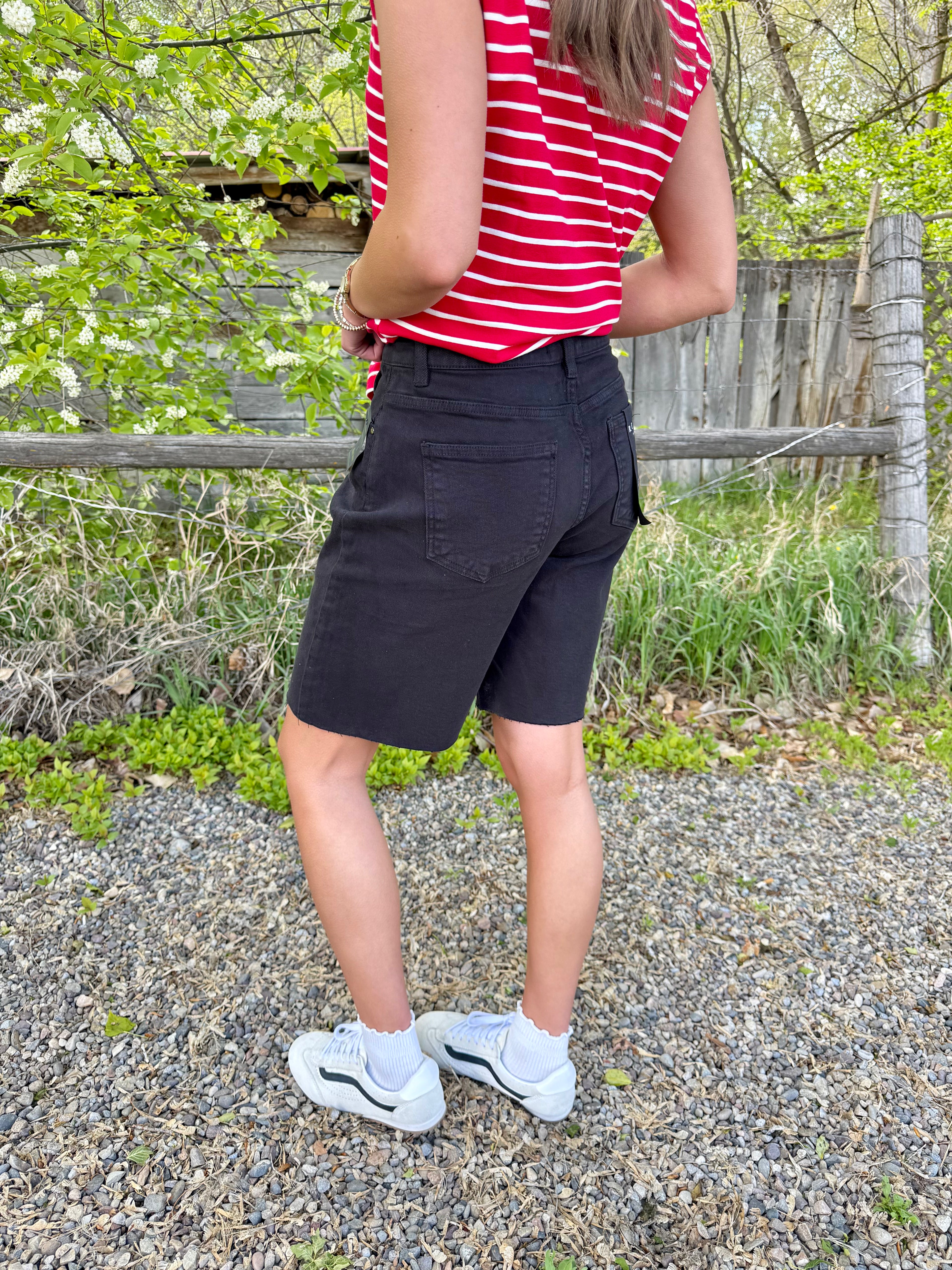 Laine Black Denim Shorts