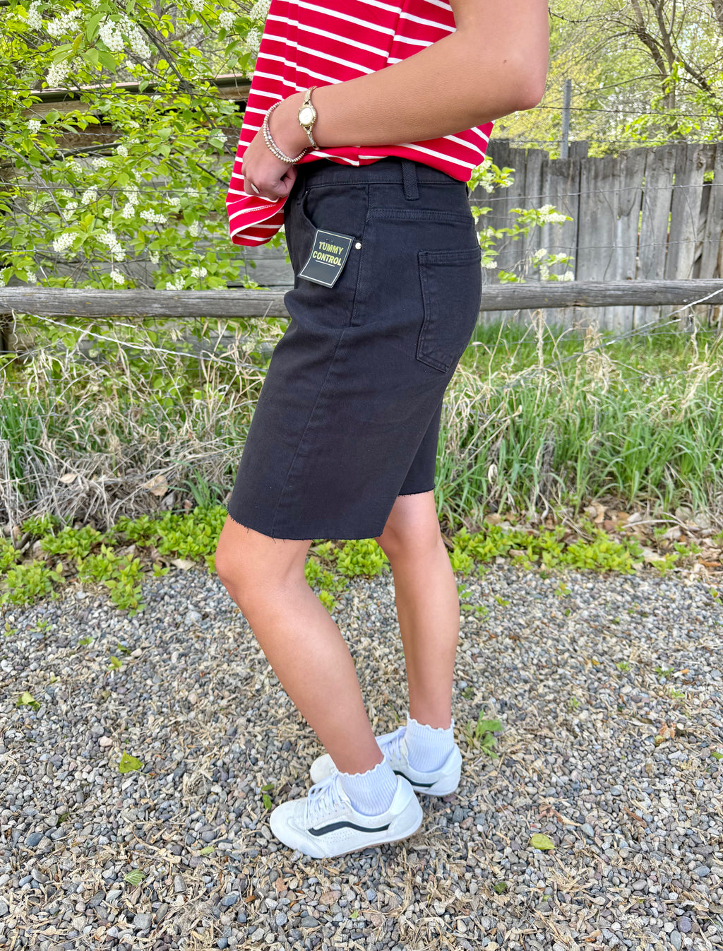 Laine Black Denim Shorts