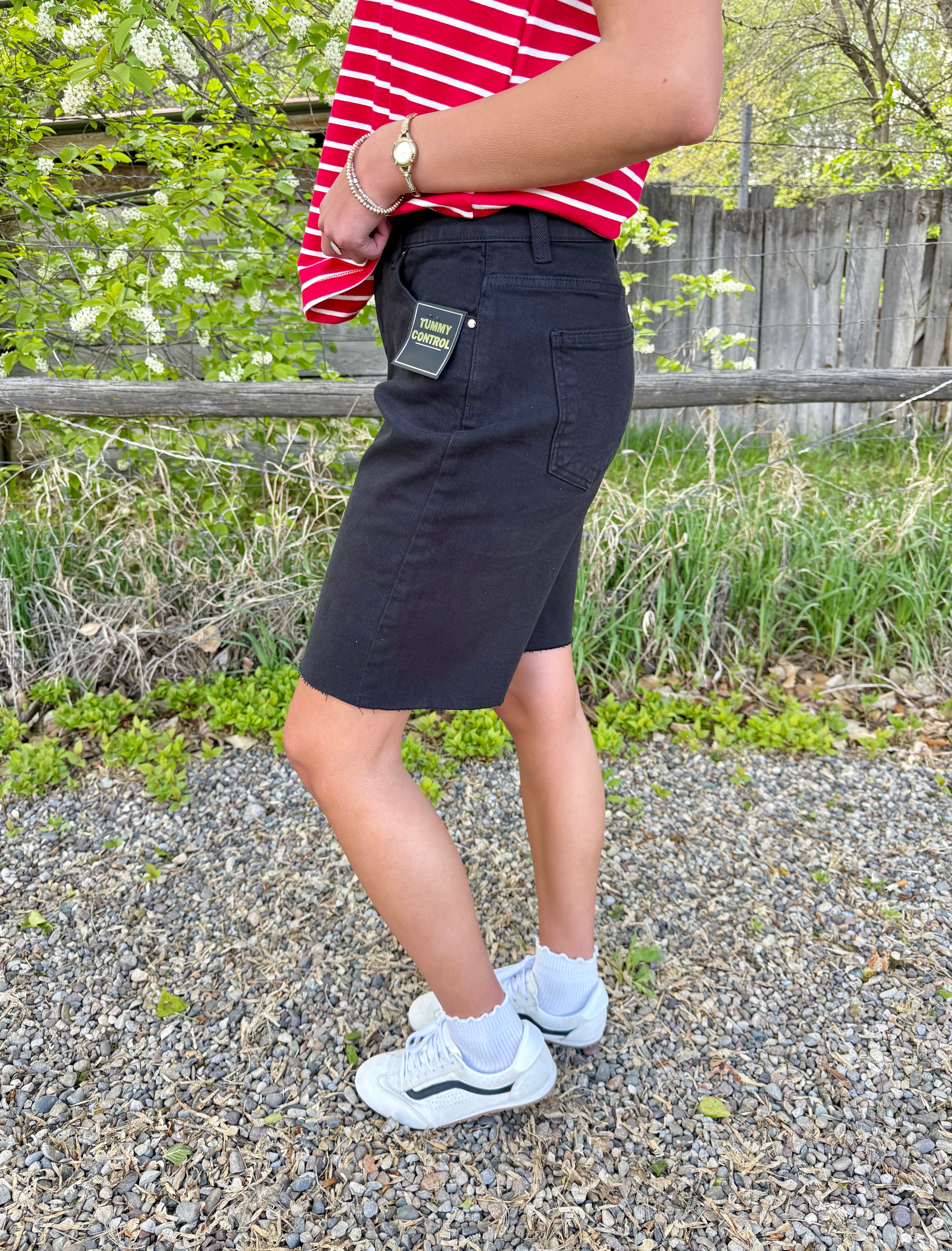 Laine Black Denim Shorts