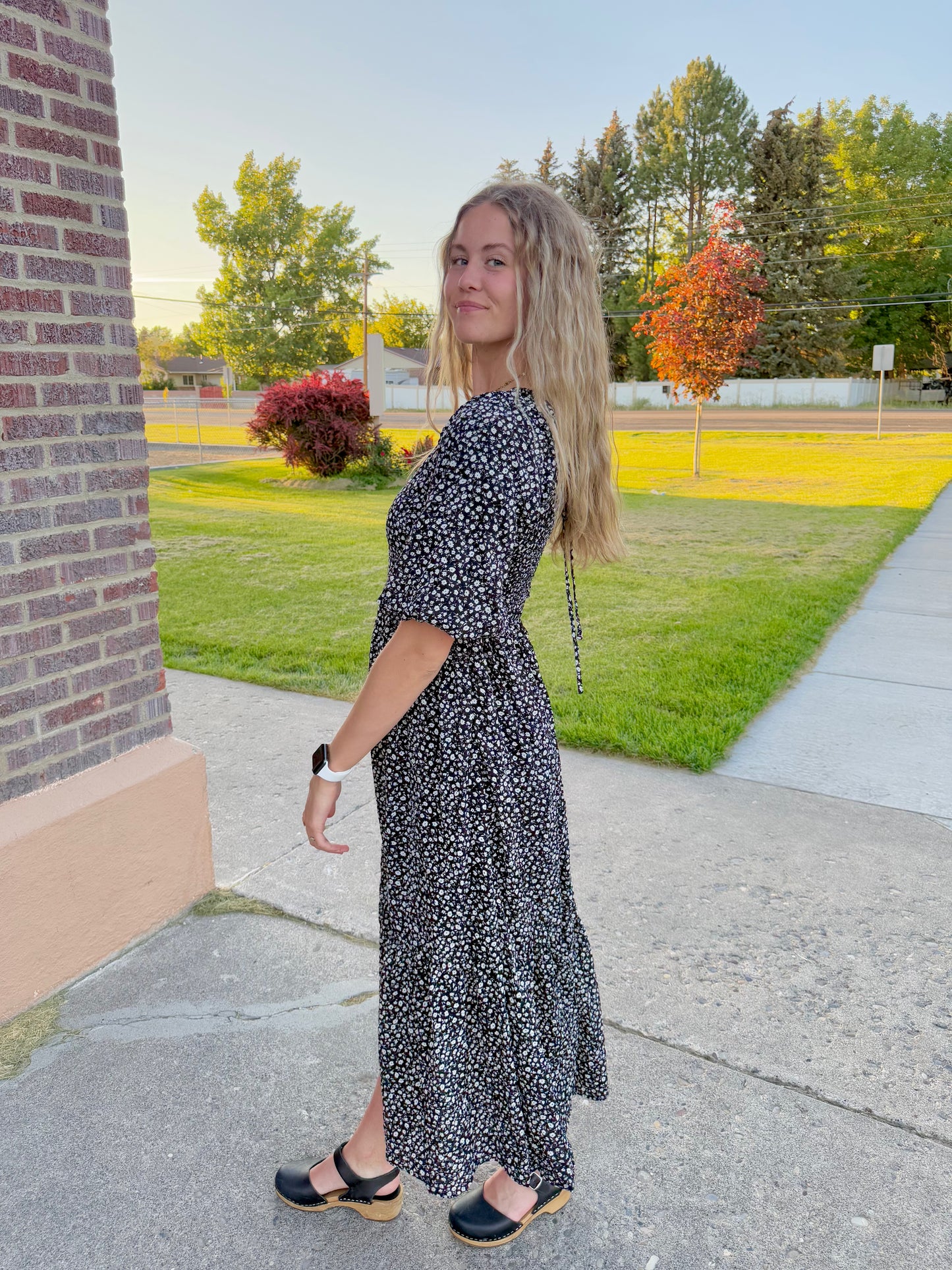 Avery Black Floral Dress