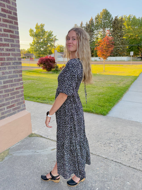 Avery Black Floral Dress