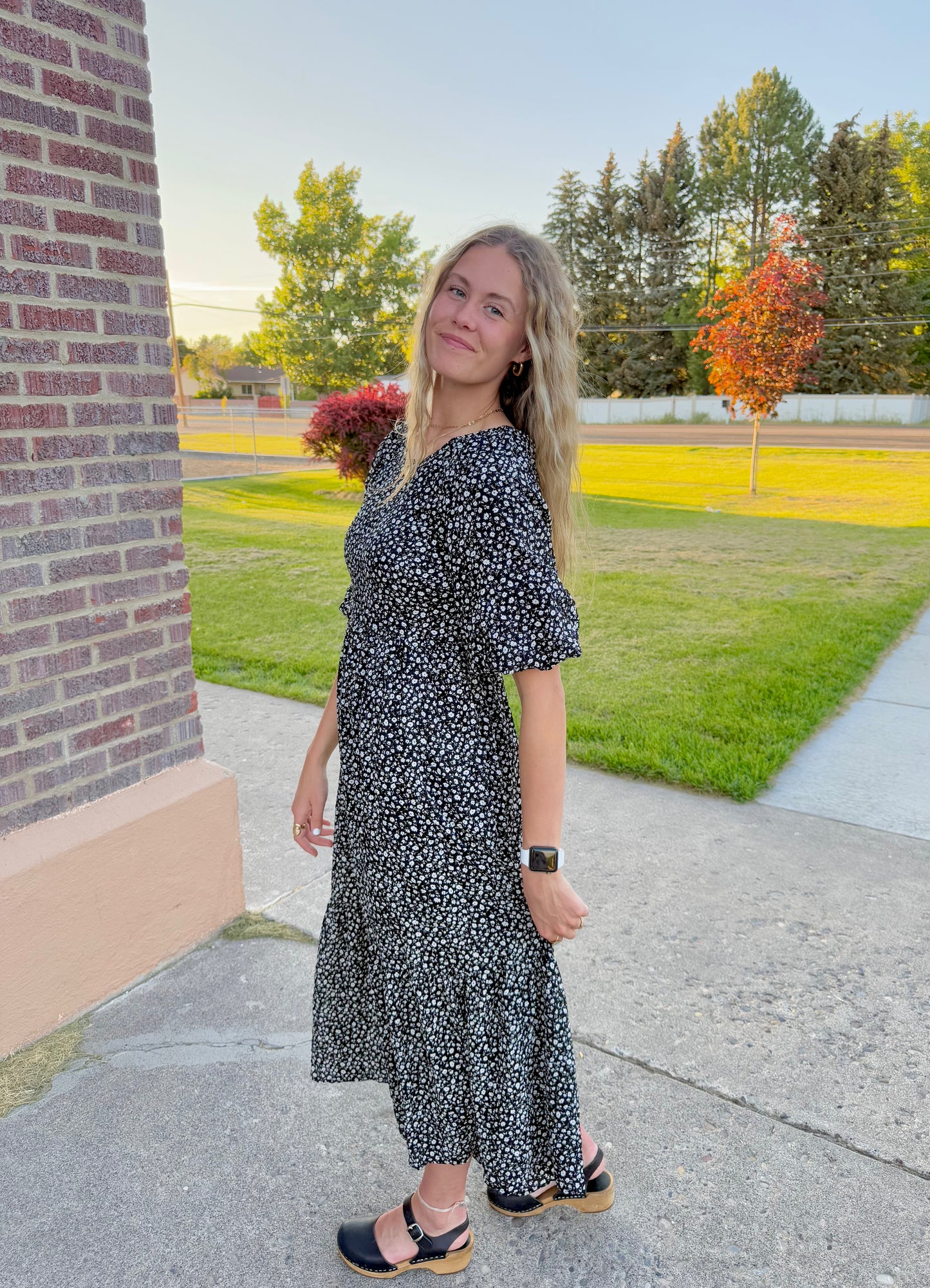 Avery Black Floral Dress