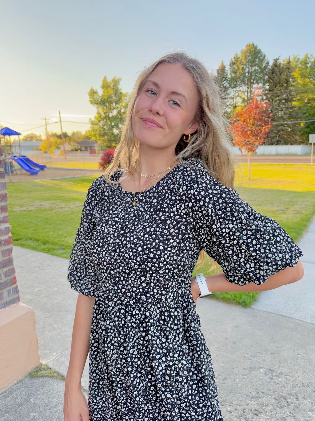 Avery Black Floral Dress