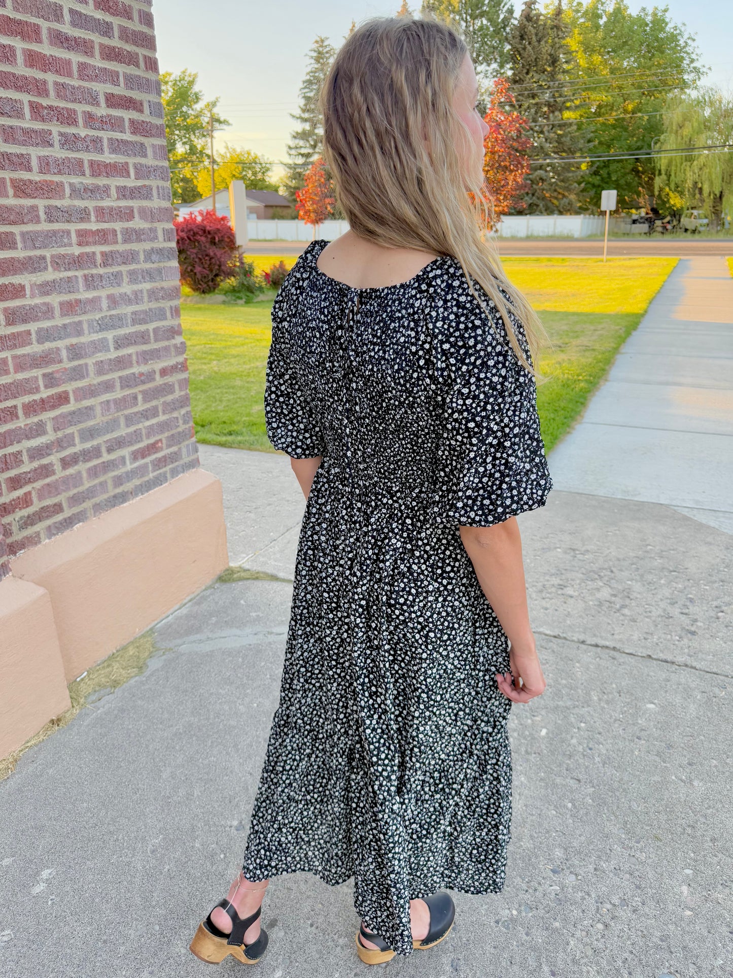 Avery Black Floral Dress