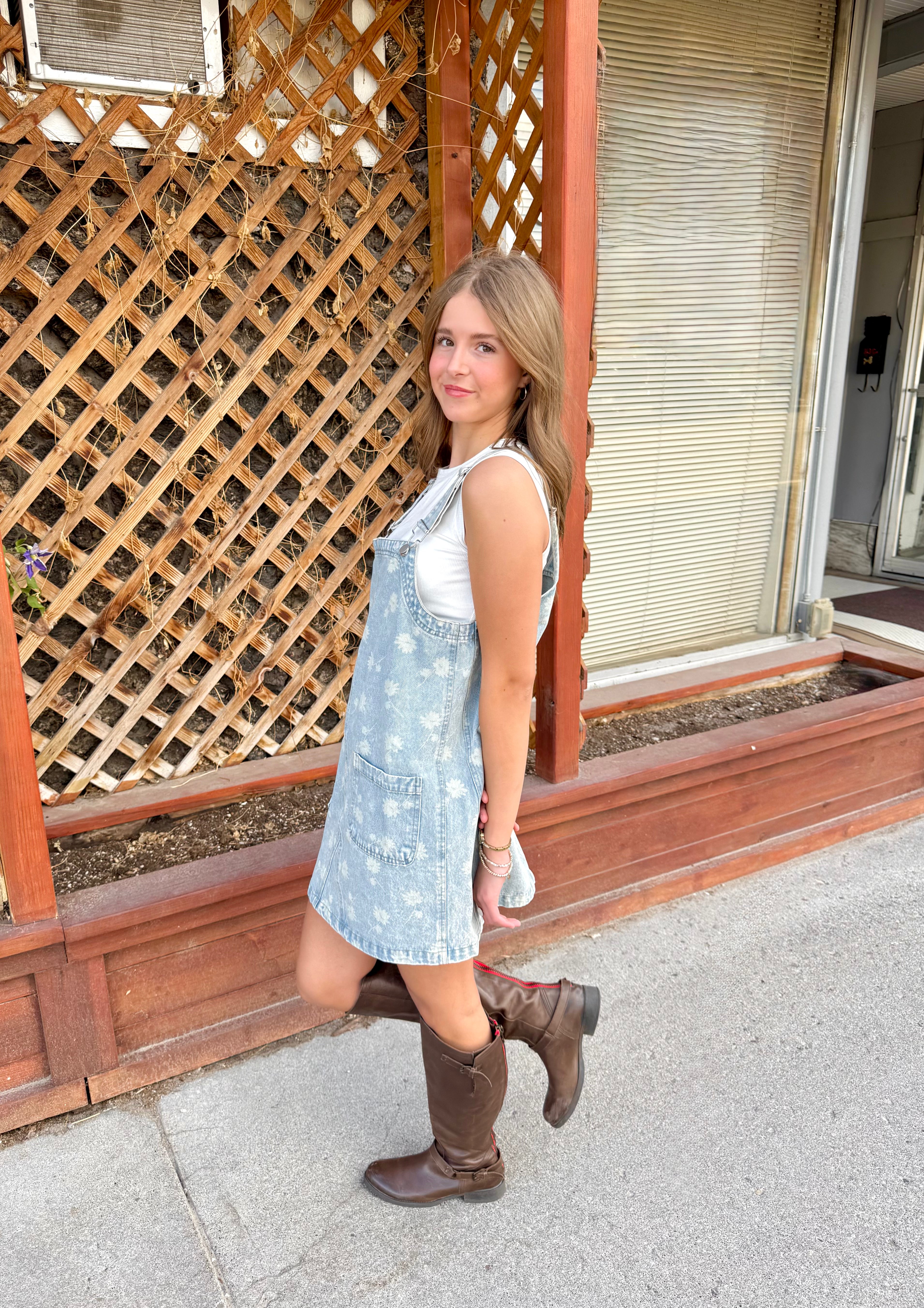 Marlie Floral Washed Denim Dress