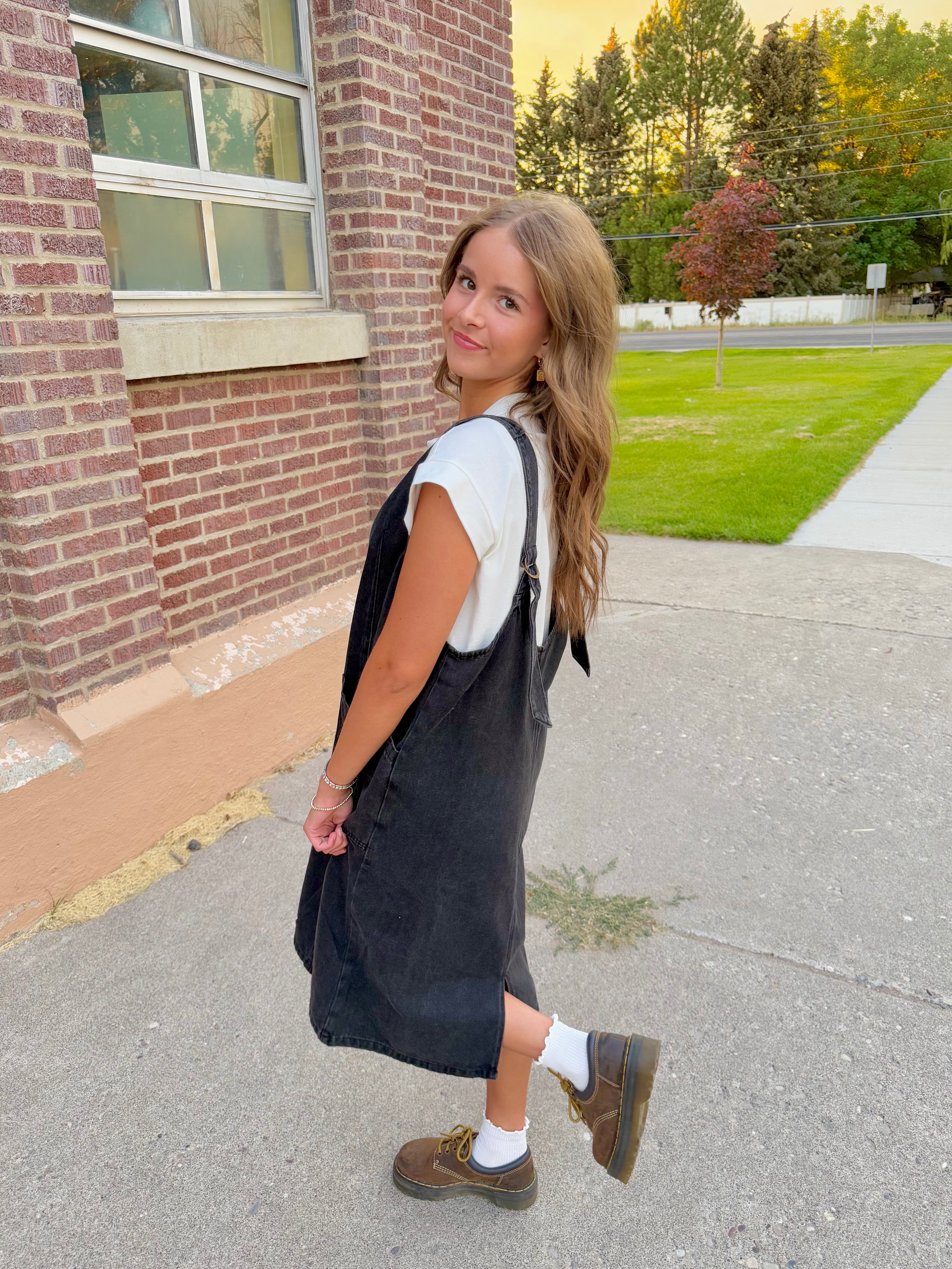 denim overall dress with leggings Girl's Blakely Denim Overall Dress