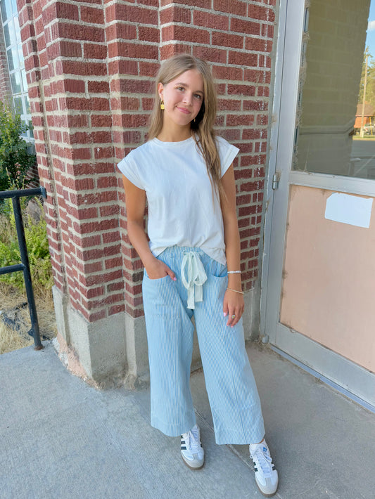 Willa Light Blue Striped Pants