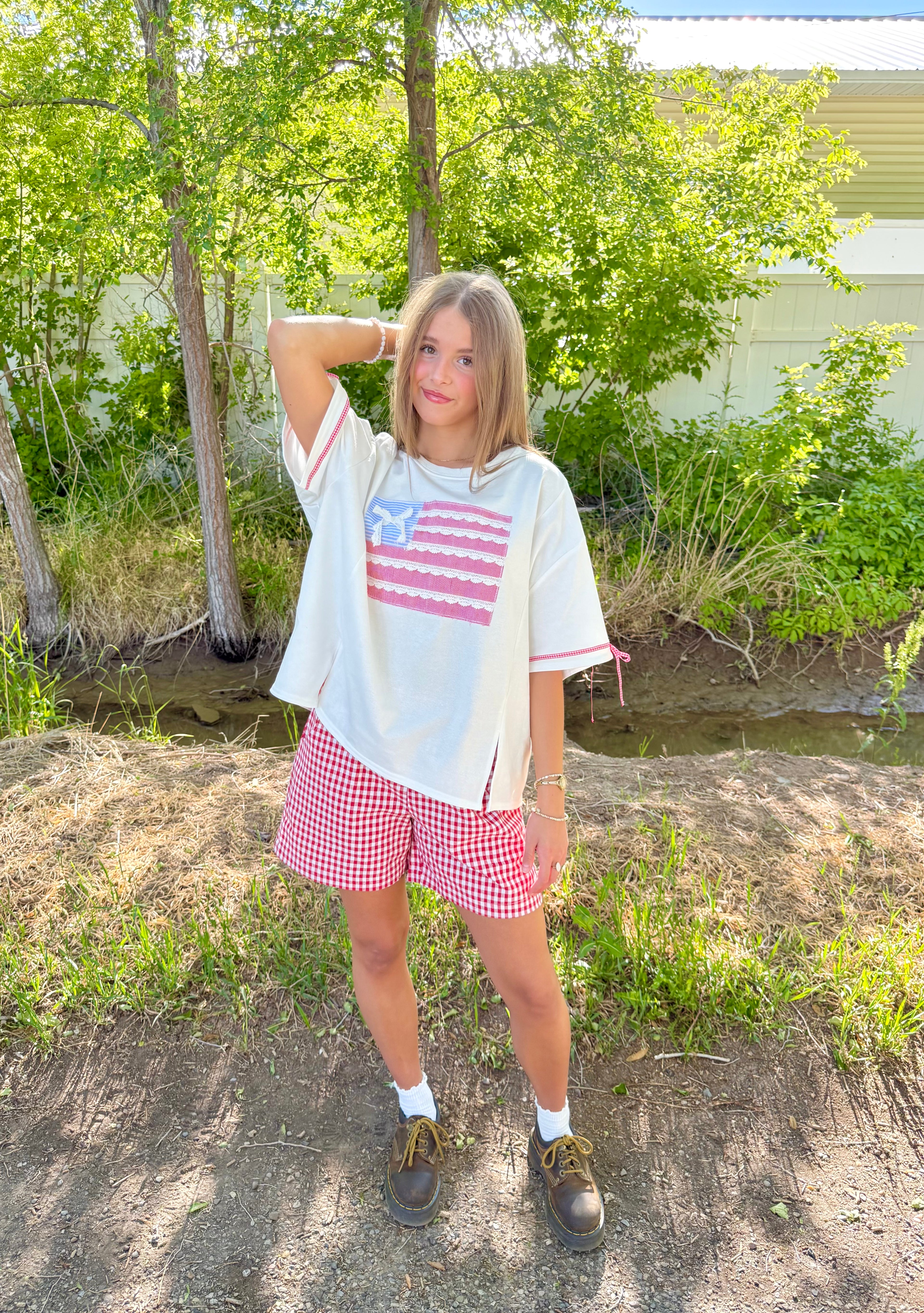 Heartland Patchwork Flag Top