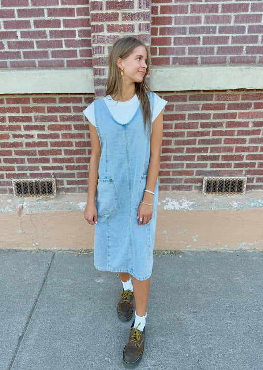 Maelynn Overall Denim Dress