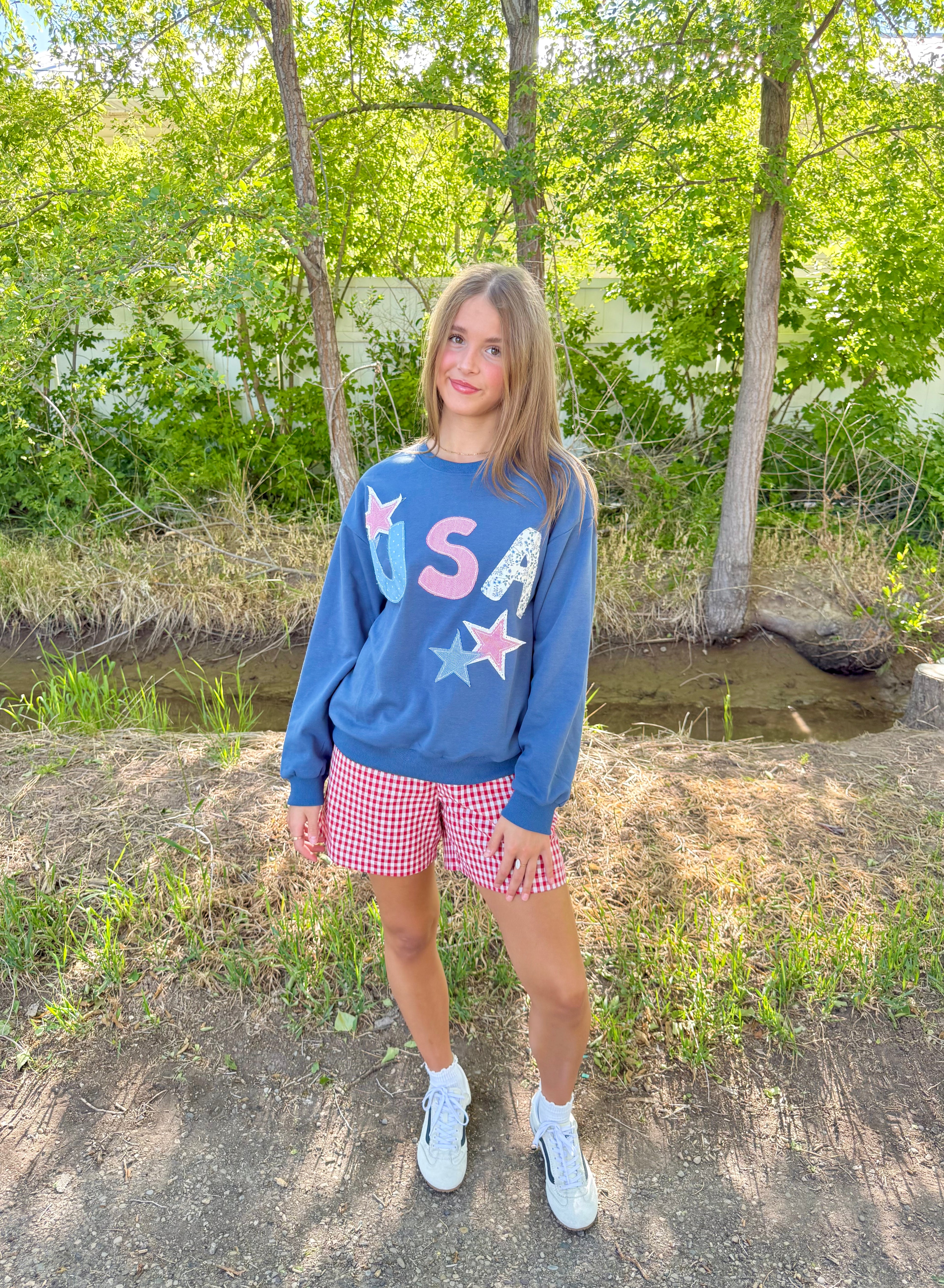 USA Patchwork Crewneck