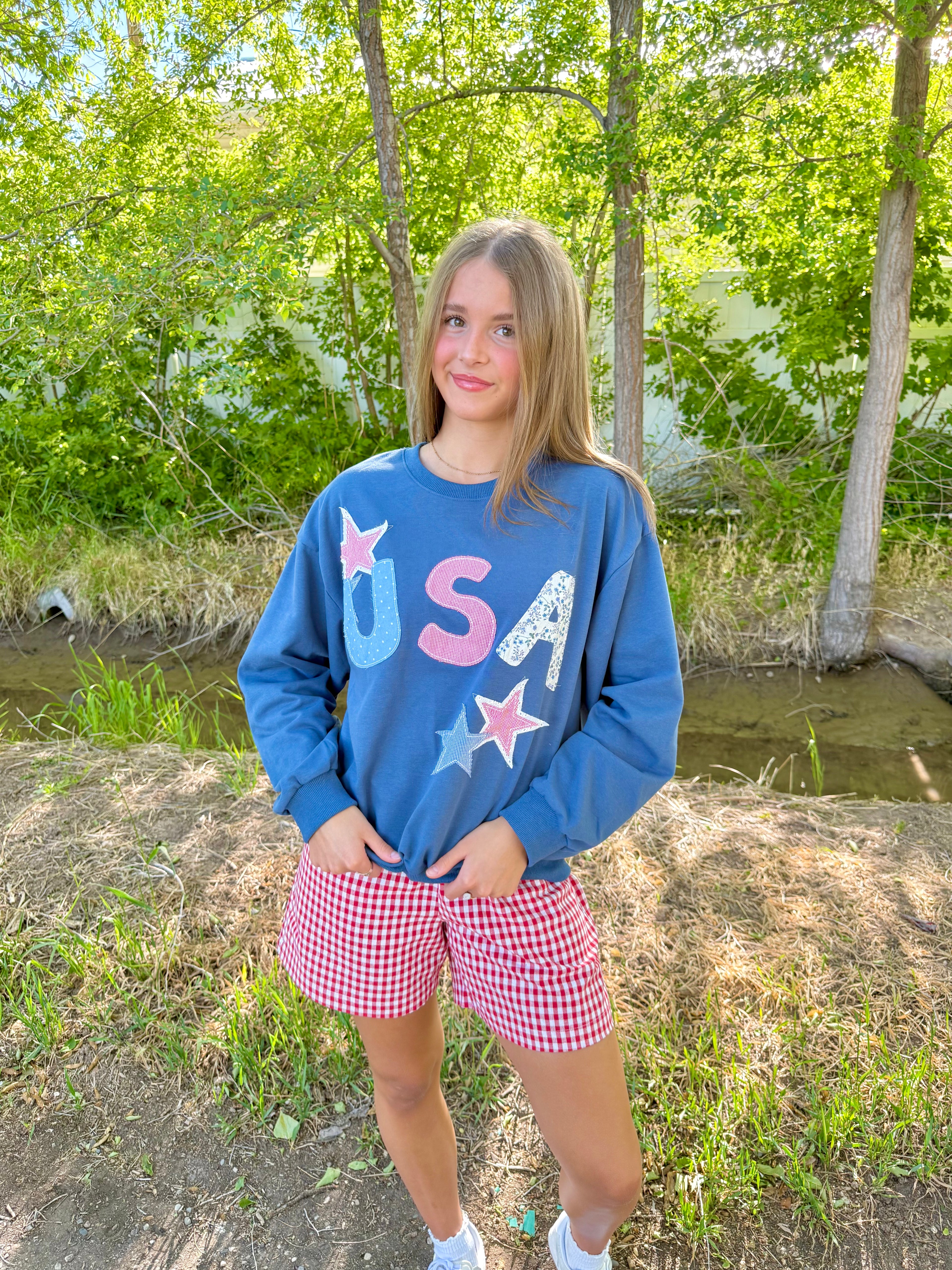 USA Patchwork Crewneck