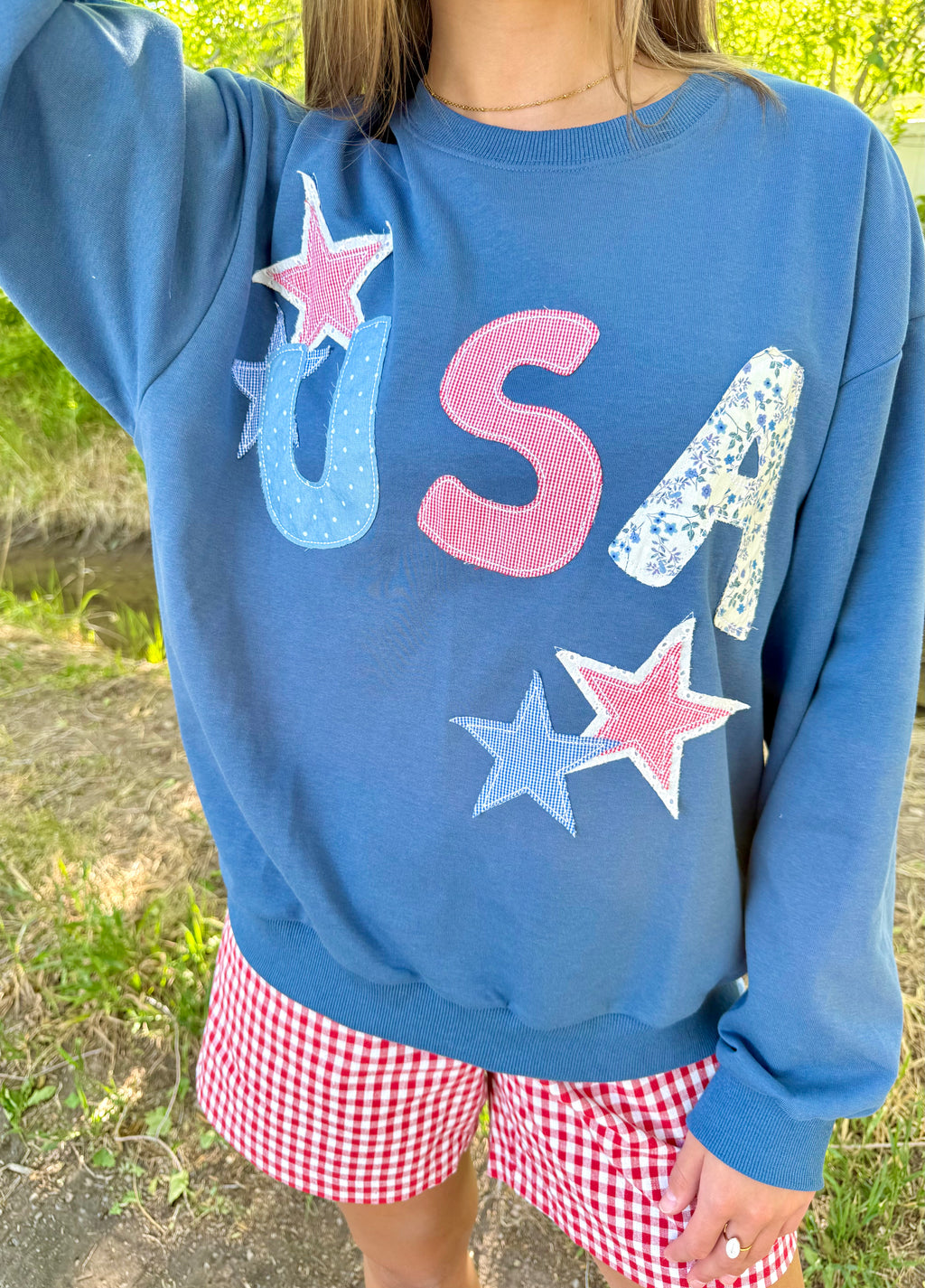 USA Patchwork Crewneck