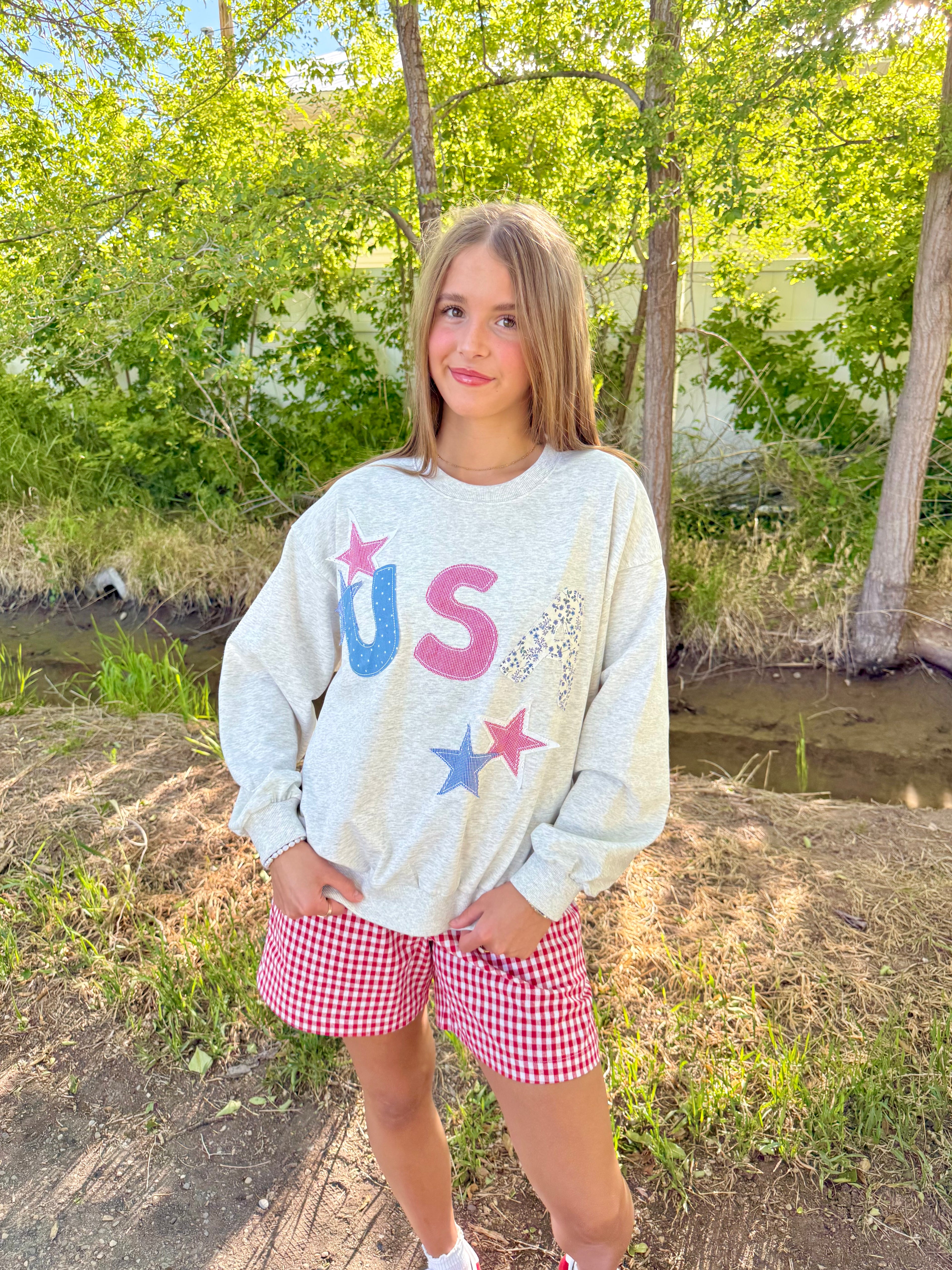 USA Patchwork Crewneck