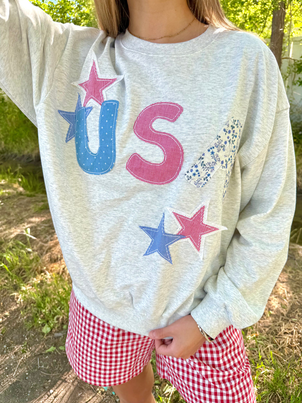 USA Patchwork Crewneck