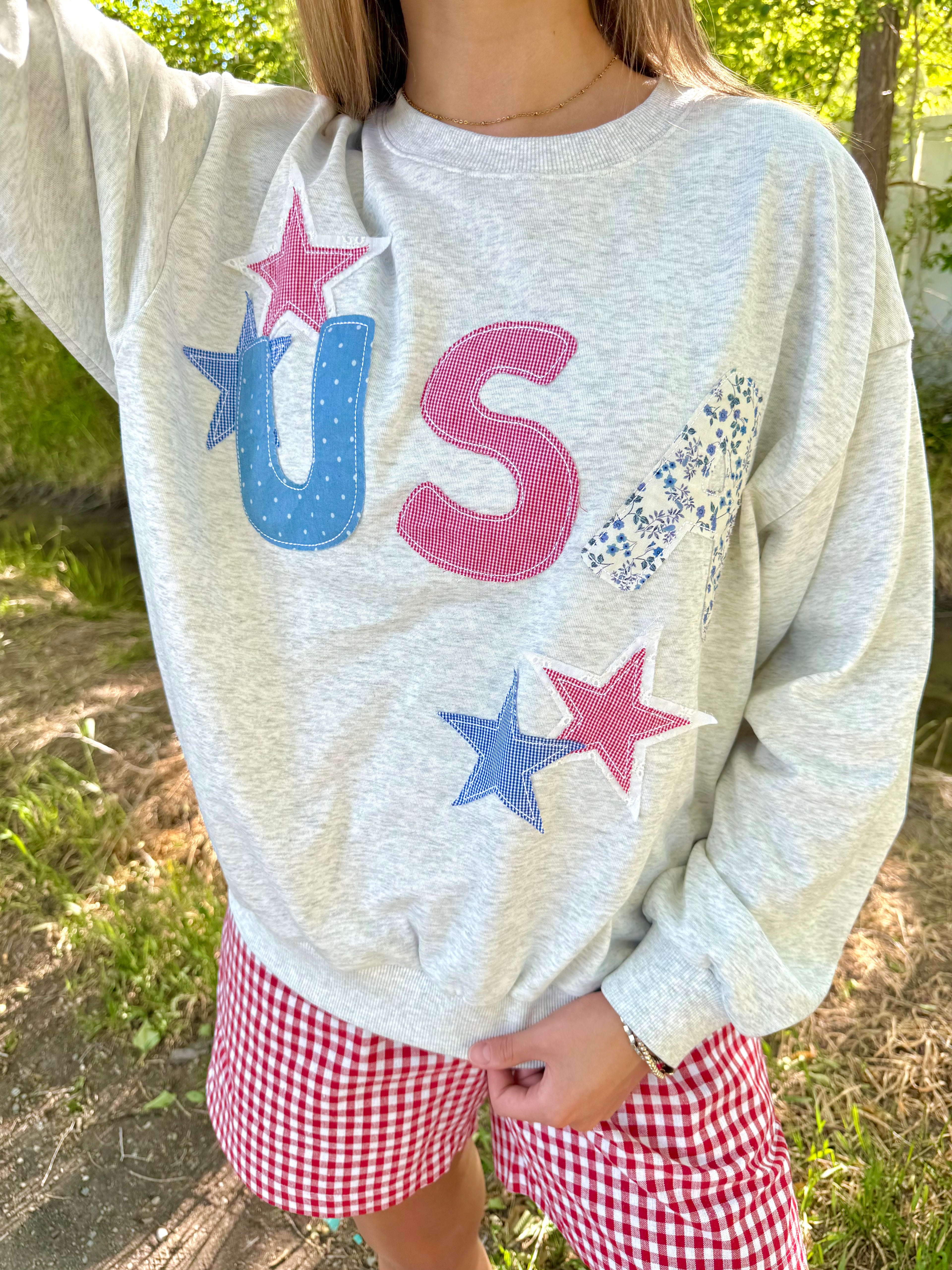 USA Patchwork Crewneck