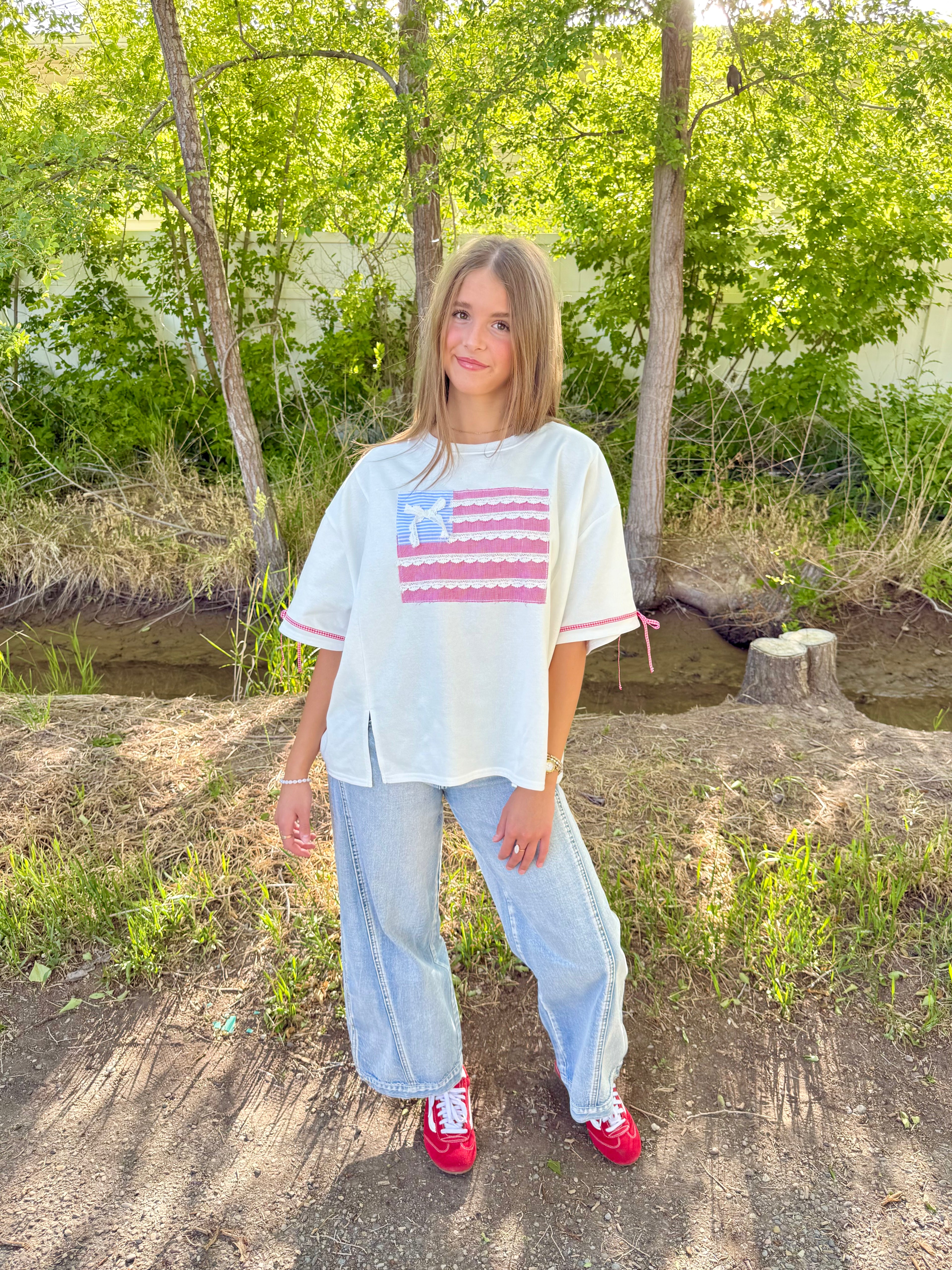 Heartland Patchwork Flag Top