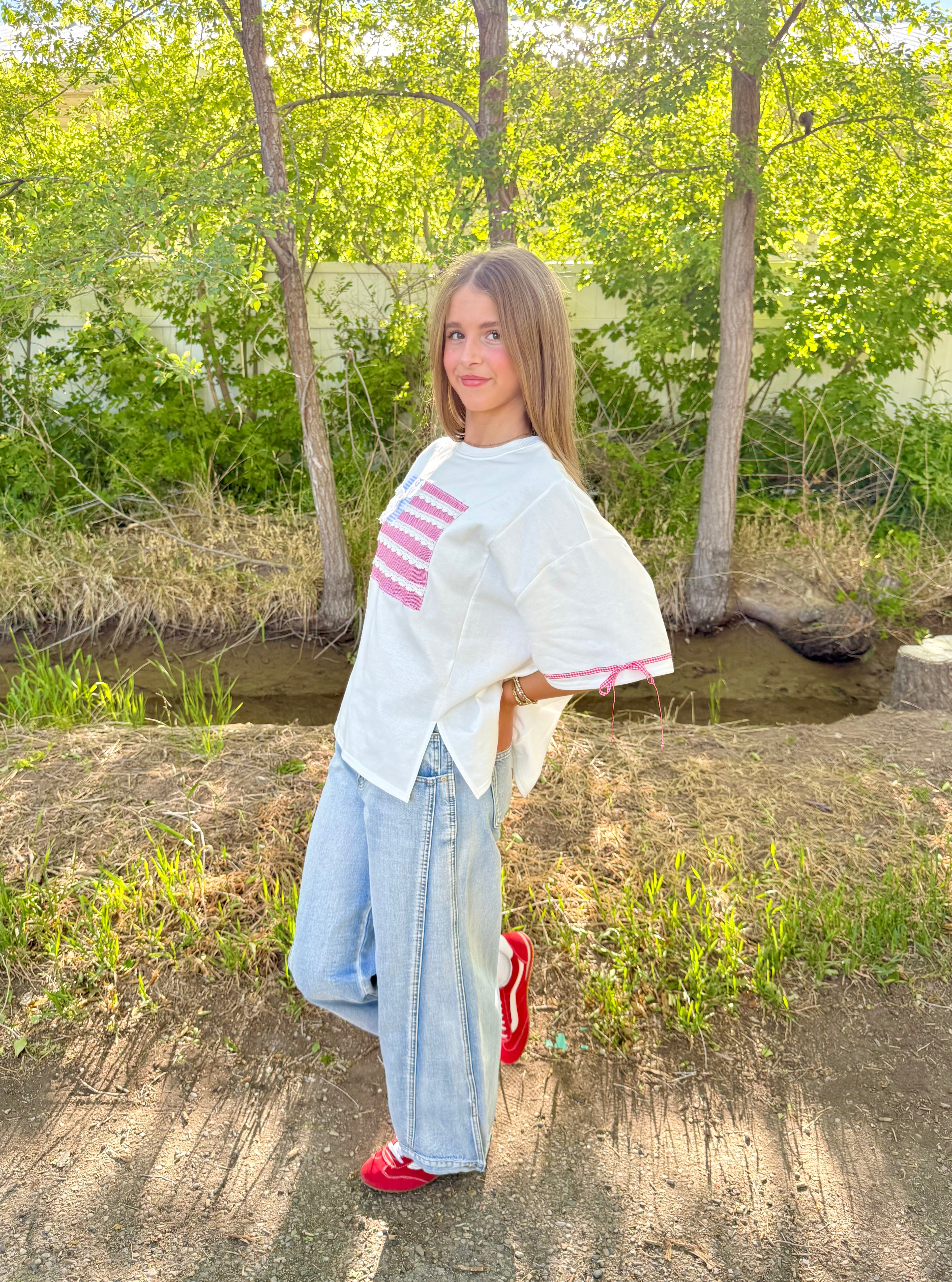 Heartland Patchwork Flag Top
