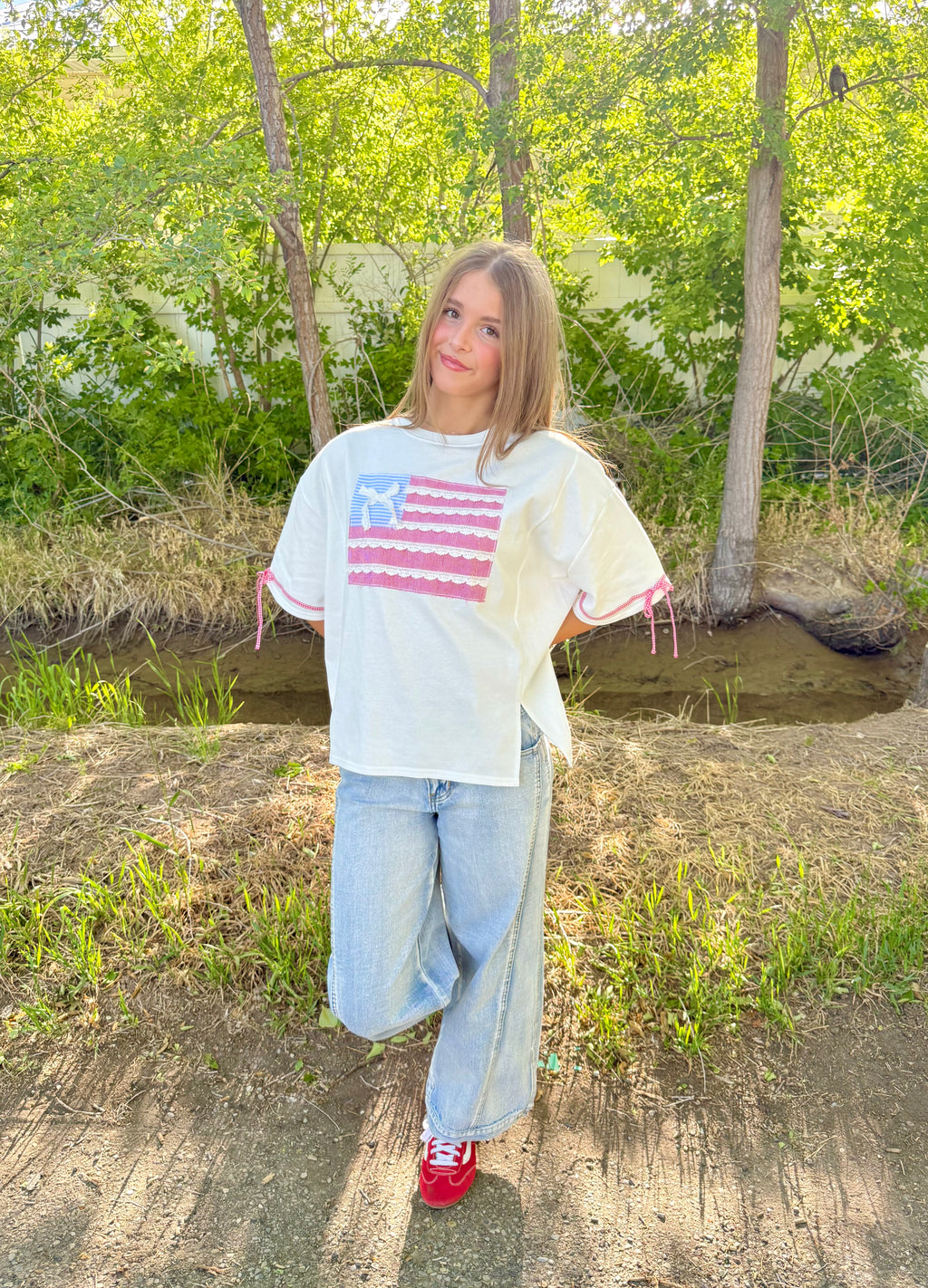 Heartland Patchwork Flag Top