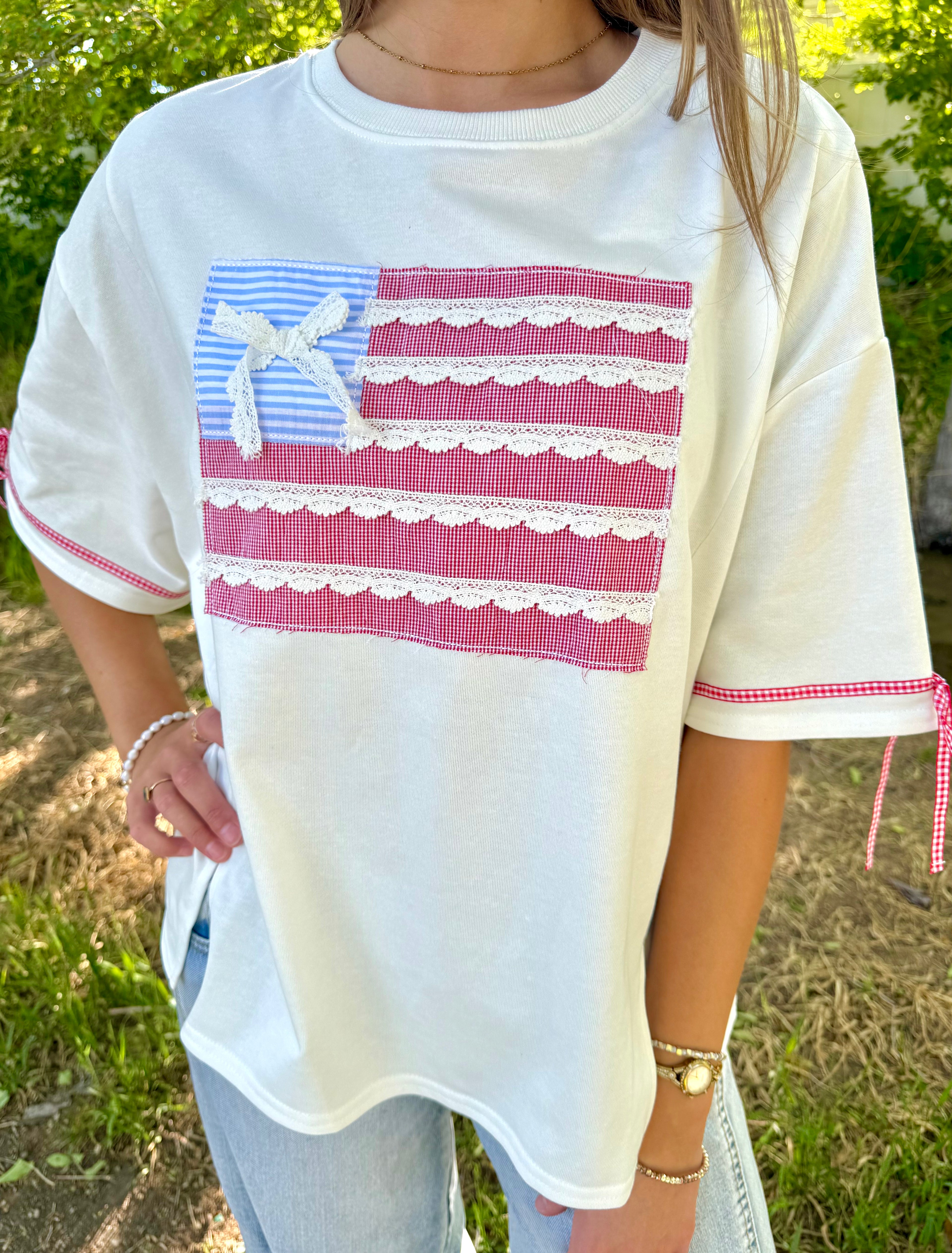 Heartland Patchwork Flag Top