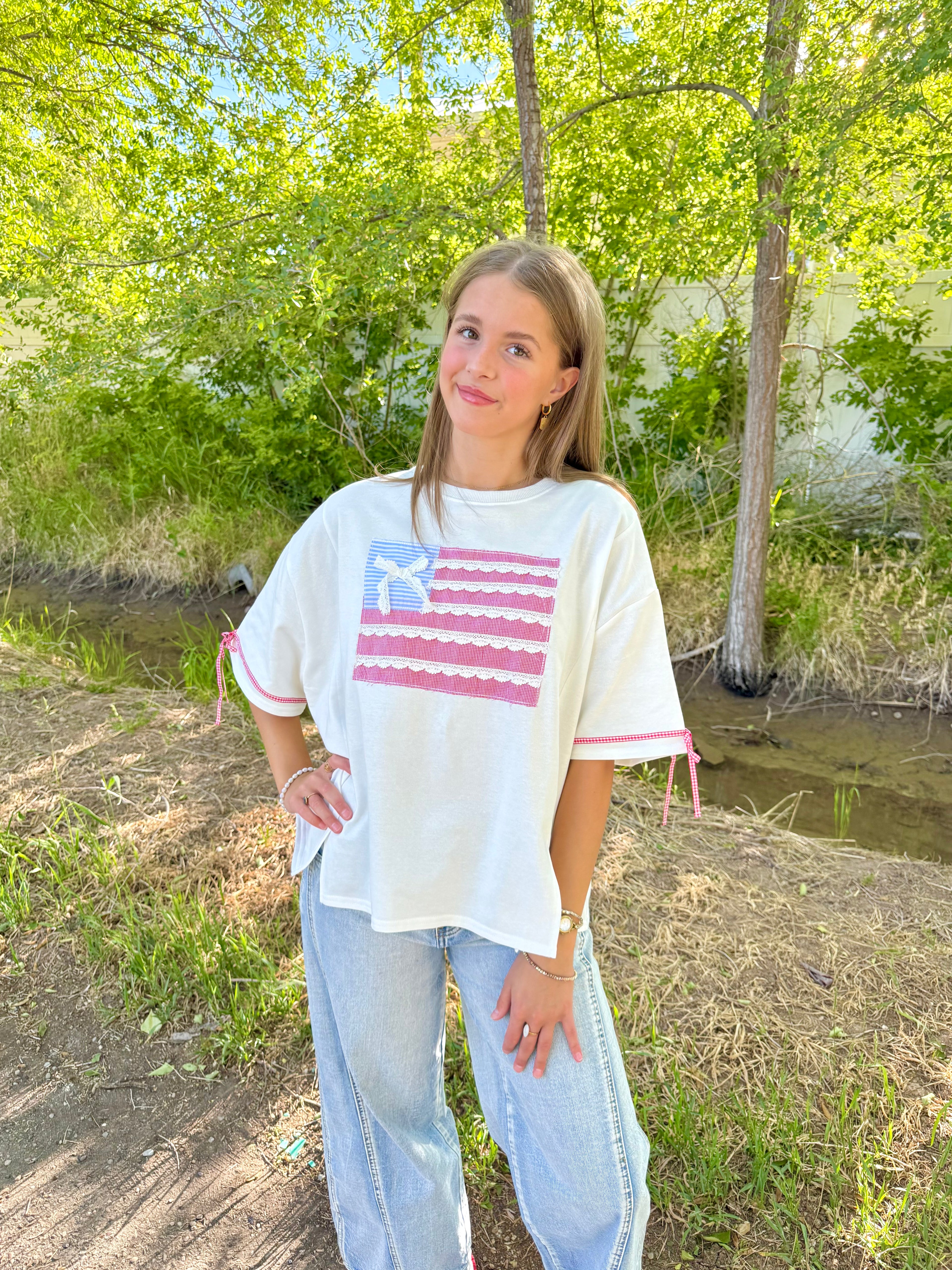 Heartland Patchwork Flag Top